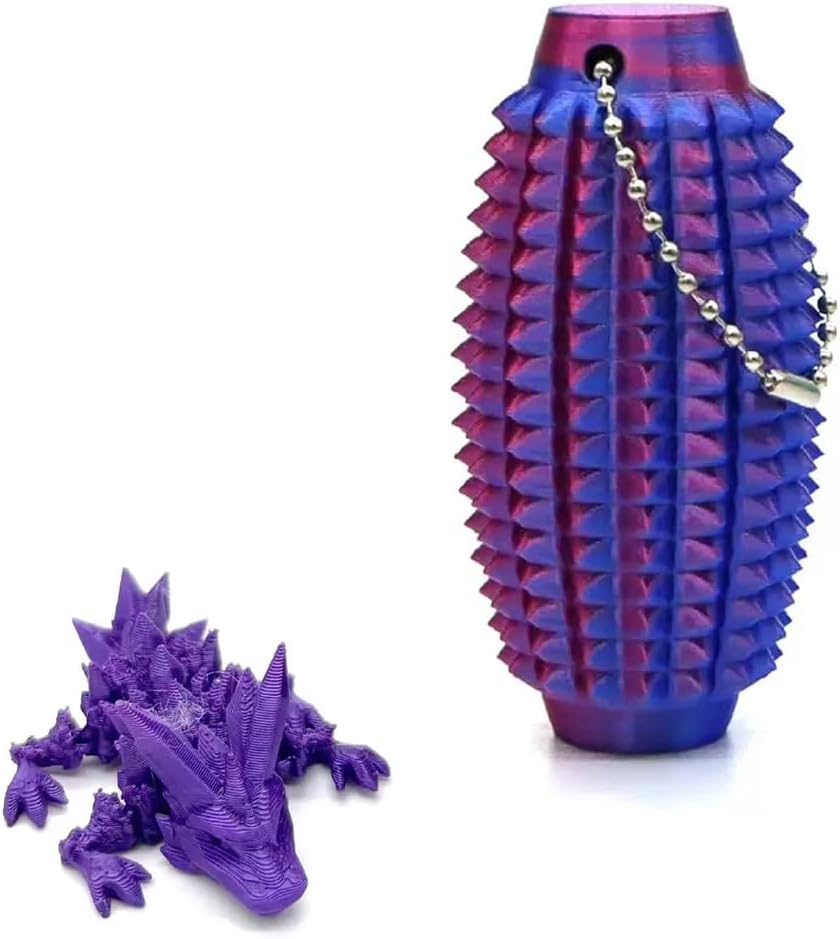 Little Ouchies Fidget Toys,3D Printed Spiky Grippie Stim Keychain, Sensory Toy for Stress Relief & Focus,3D Printed Dragon ,Fidget Dragon Toys(Purple ) - Image 2