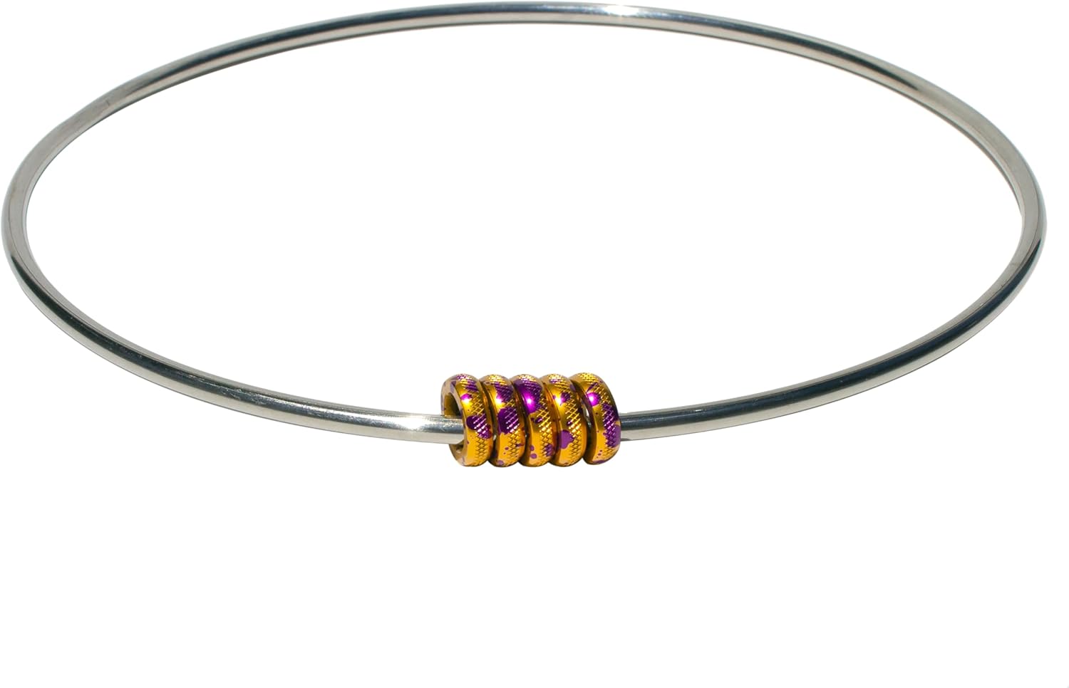 Classic Wonder Ring with Aluminum Beads - Fidget Skill Toy - Vibration and Soothing Sound (Gold/Purple Splash) - Image 2