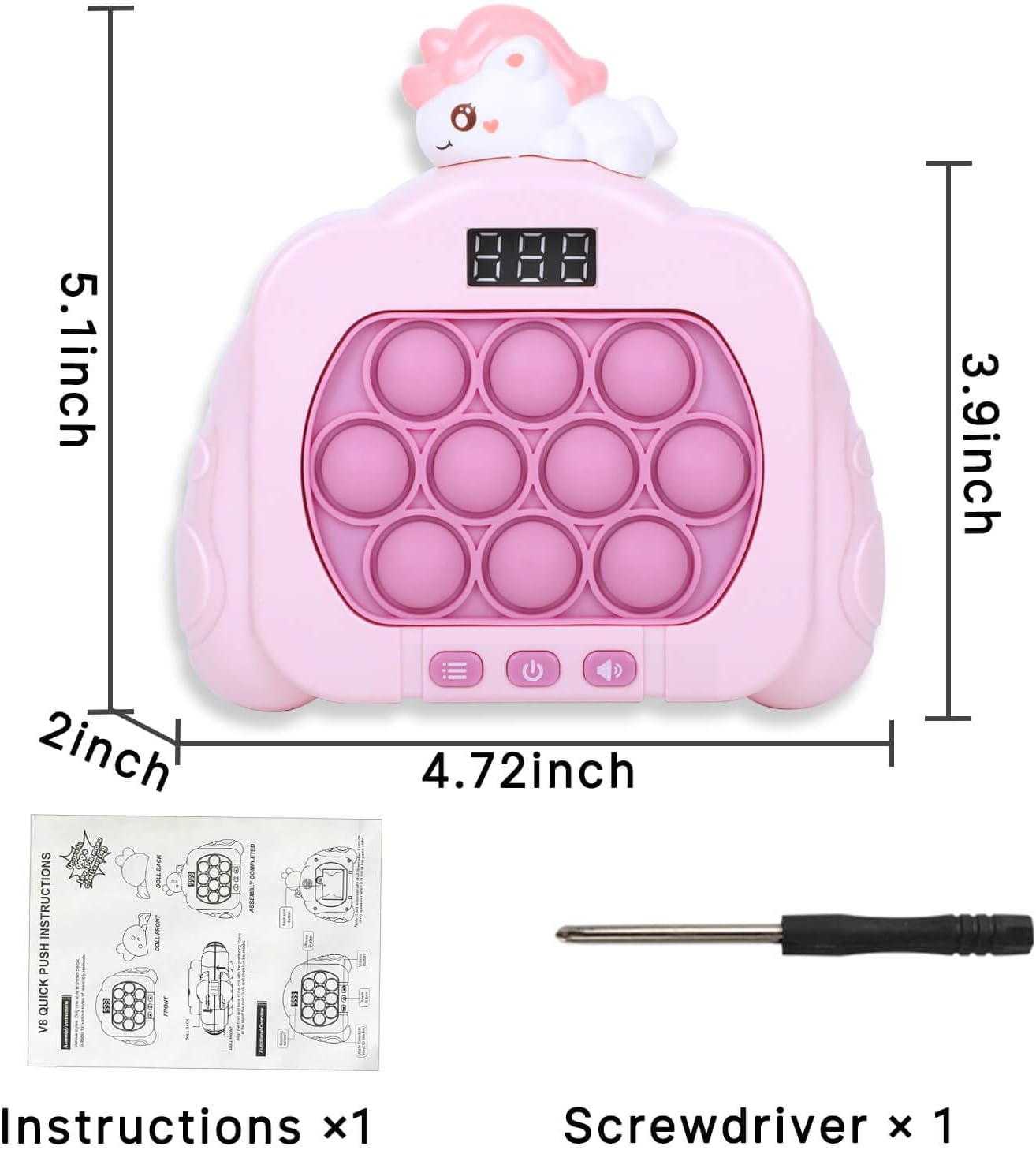 Quick Push Pop Game Fidget Toys, 12 Modes LED Screen Light Up Fast Push Bubble Game, Handheld Speed Pushing Game, Christmas Toys Gifts for 6 7 8 9 10 11 12 Years Old Kids Stocking Stuffers (Unicorn) - Image 7