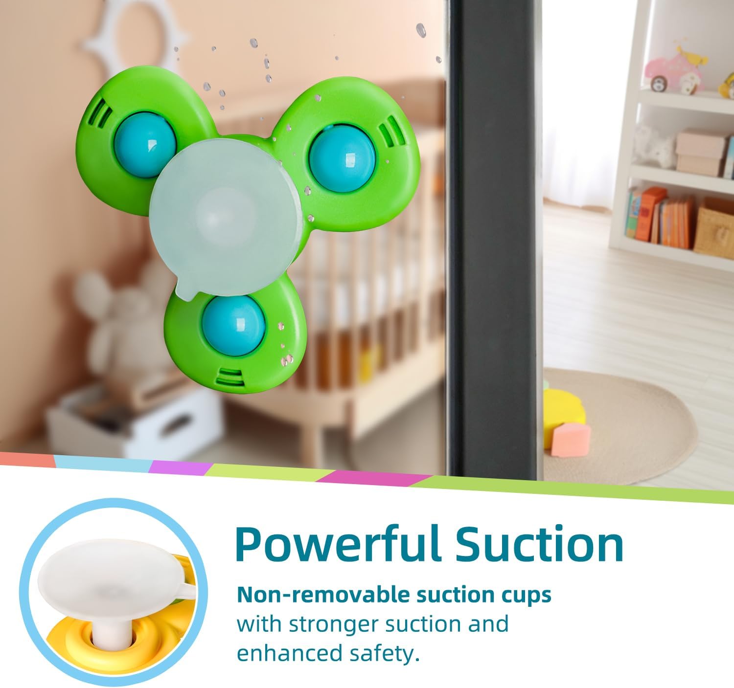 LiKee Strong Suction Cup Fidget Rotating Sensory Bath Toys for Baby 12 18 Months Airplane Car Travel Table & Window Toys for 1 2 Years Old Toddler Boys and Girls (Insect-1) - Image 4