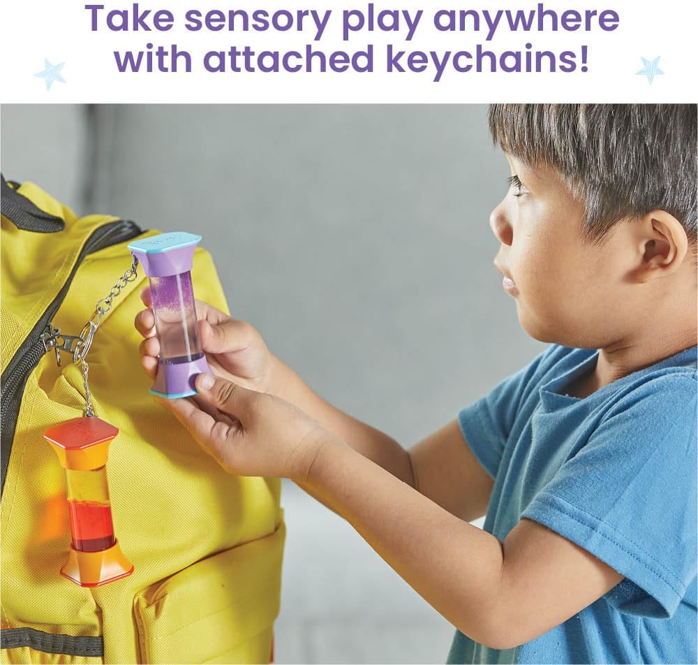hand2mind Soothing Swirlers Sensory Tubes, Mini Fidget Keychains, Anxiety Relief Items, Calming Toys for Kids, Calm Down Corner Supplies, Quiet Fidgets for Classroom, Toddler Car Toys for Travel - Image 5