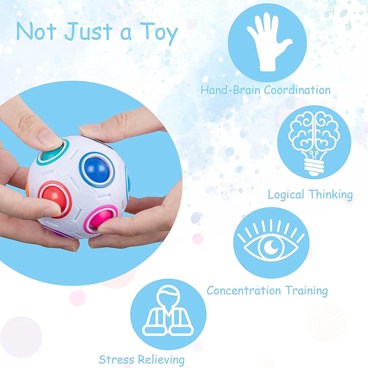Vdealen Magic Rainbow Puzzle Ball, Fidget Ball Puzzle Brain Teaser Fidget Toy for Boys & Girls- Birthday Party Easter Valentines Christmas Stocking Stuffers for Kids Teen & Adults(Off White) - Image 4