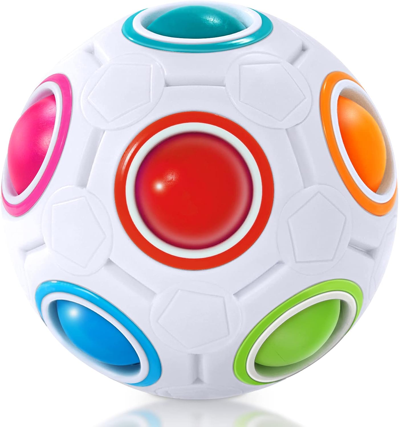 Vdealen Magic Rainbow Puzzle Ball, Fidget Ball Puzzle Brain Teaser Fidget Toy for Boys & Girls- Birthday Party Easter Valentines Christmas Stocking Stuffers for Kids Teen & Adults(Off White) - Image 2