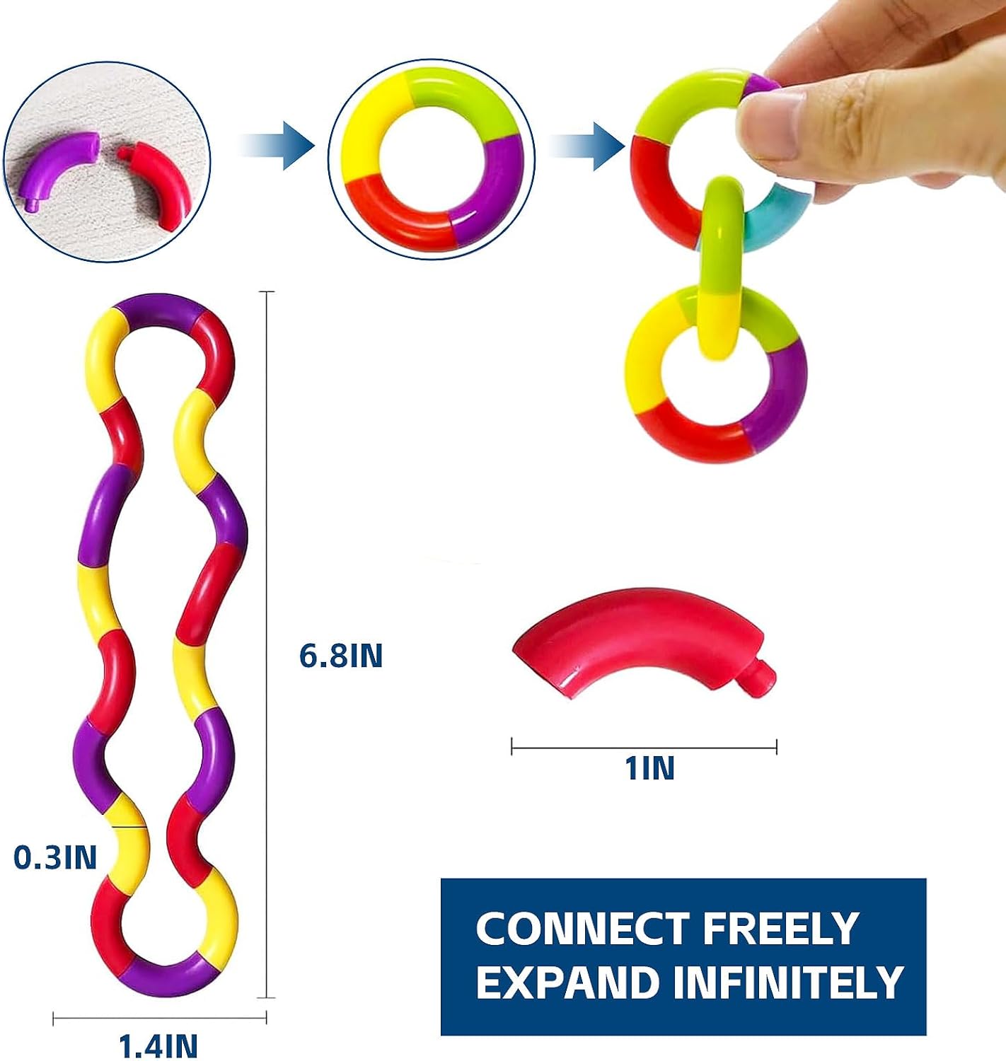 7PCS Quiet Twisty Fidget Toys – Squeeze, Twist, and Spin – Multicolored Sensory Toys for Kids and Adults, Stress Relief Toys & Educational Tools for Classroom,Alternative Gifts - Image 3