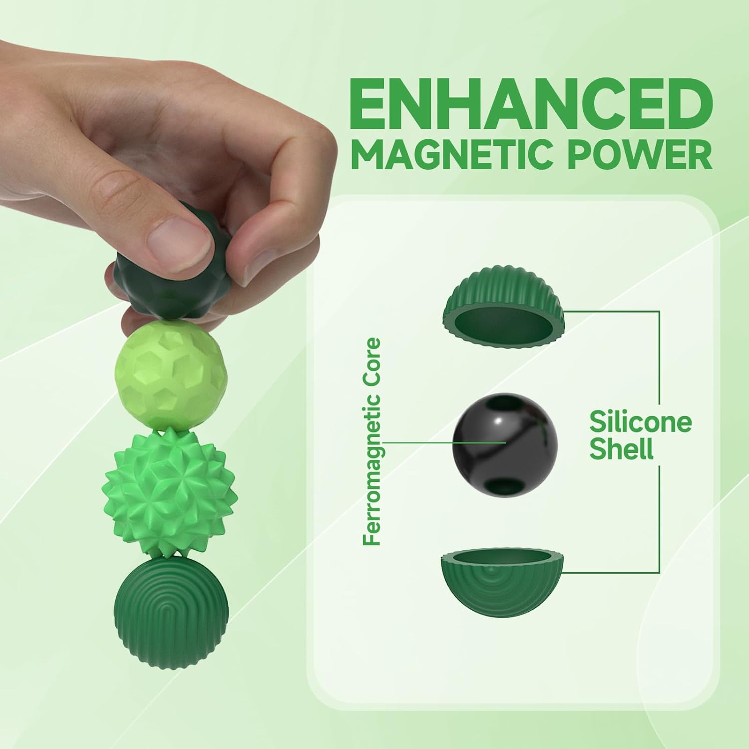 Magnetic Balls Fidget Toy Adults - 8pcs Sensory Attraction Stress Balls with Silicone Shell for Adults to Calm Restless Hands Anxious Mind, Office Desk Stress Magnetic Fidget Balls for Anxiety Relief - Image 10