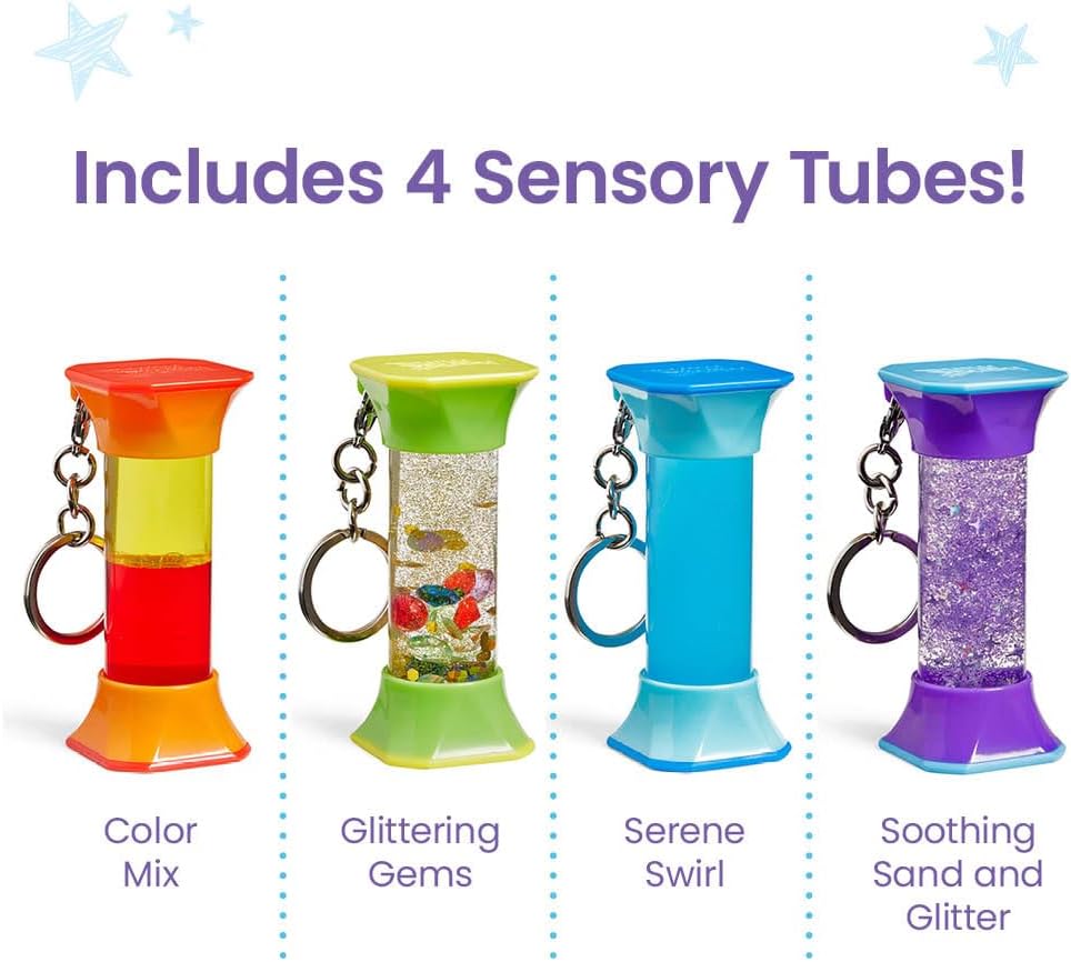 hand2mind Soothing Swirlers Sensory Tubes, Mini Fidget Keychains, Anxiety Relief Items, Calming Toys for Kids, Calm Down Corner Supplies, Quiet Fidgets for Classroom, Toddler Car Toys for Travel - Image 3