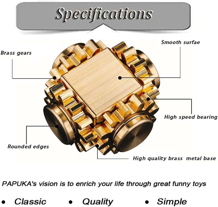 Pure Brass Cube Gears Linkage Anti-Anxiety Fidget Spinner Toy,Metal DIY EDC Meditation Break Bad Habits ADHD Finger Spinning Toy for Kid and Adults High Speed Precision Brass Material - Image 6