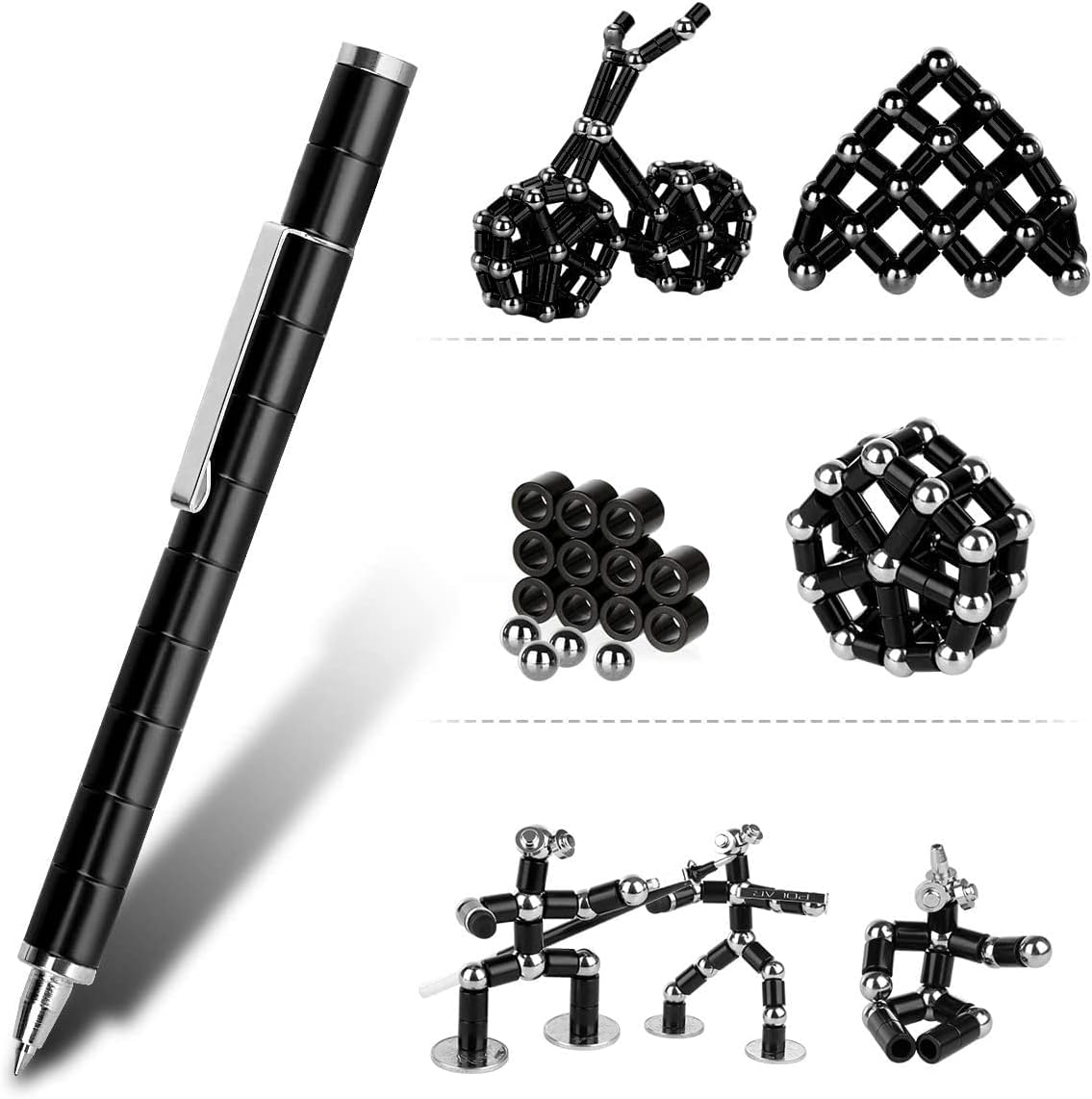 Fidget Pen, Decompression Magnetic Fidget Toy Pen, Magnet Pen Fidget Toy Relieve Pressure Novel Toy Gift for Kids or Friends! (Black) - Image 3