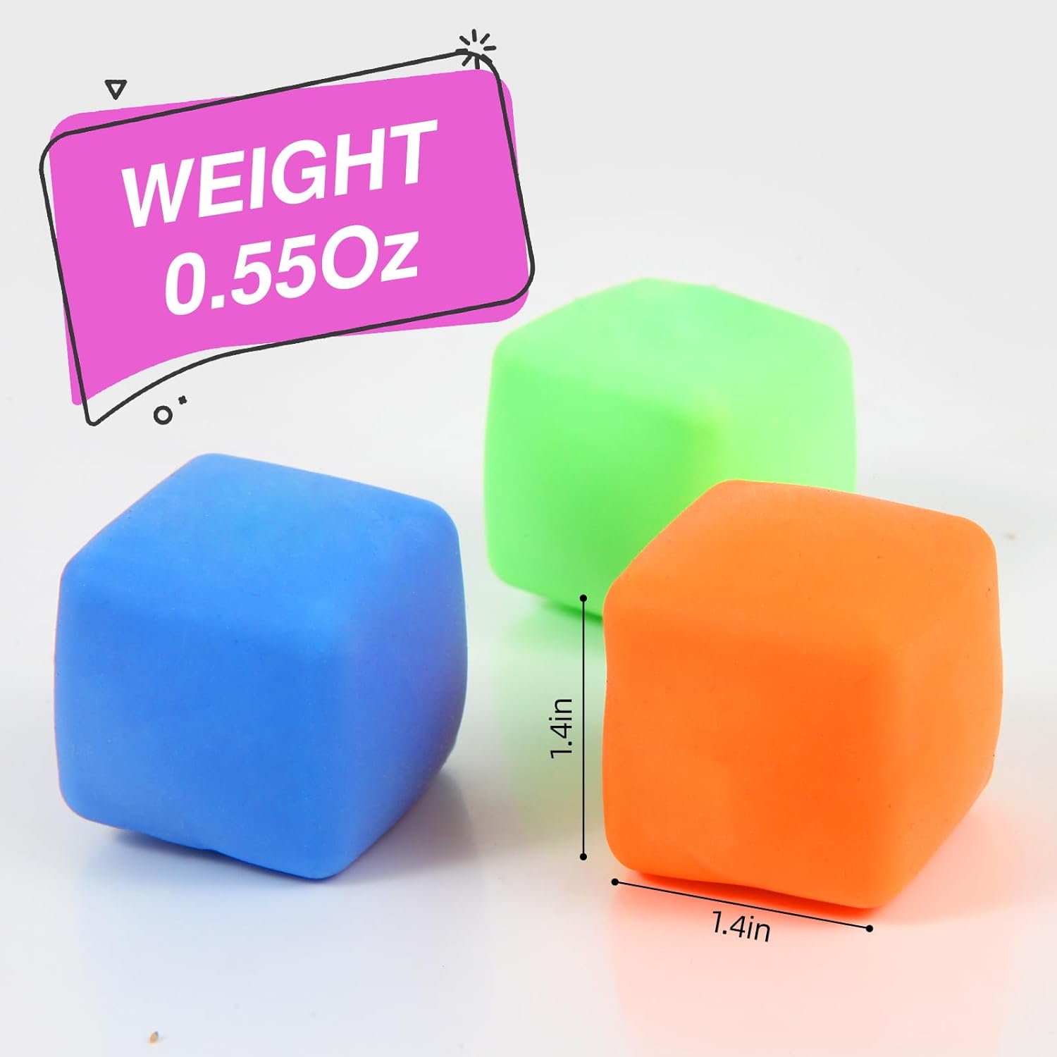 24 Pack Slow Rising Stress Cube , Dough Stress Balls Soft Fidget Squishy Toys for Anxiety Relief, Pull Stretch Classroom Prize Party Favors Toys for Kids - Image 3