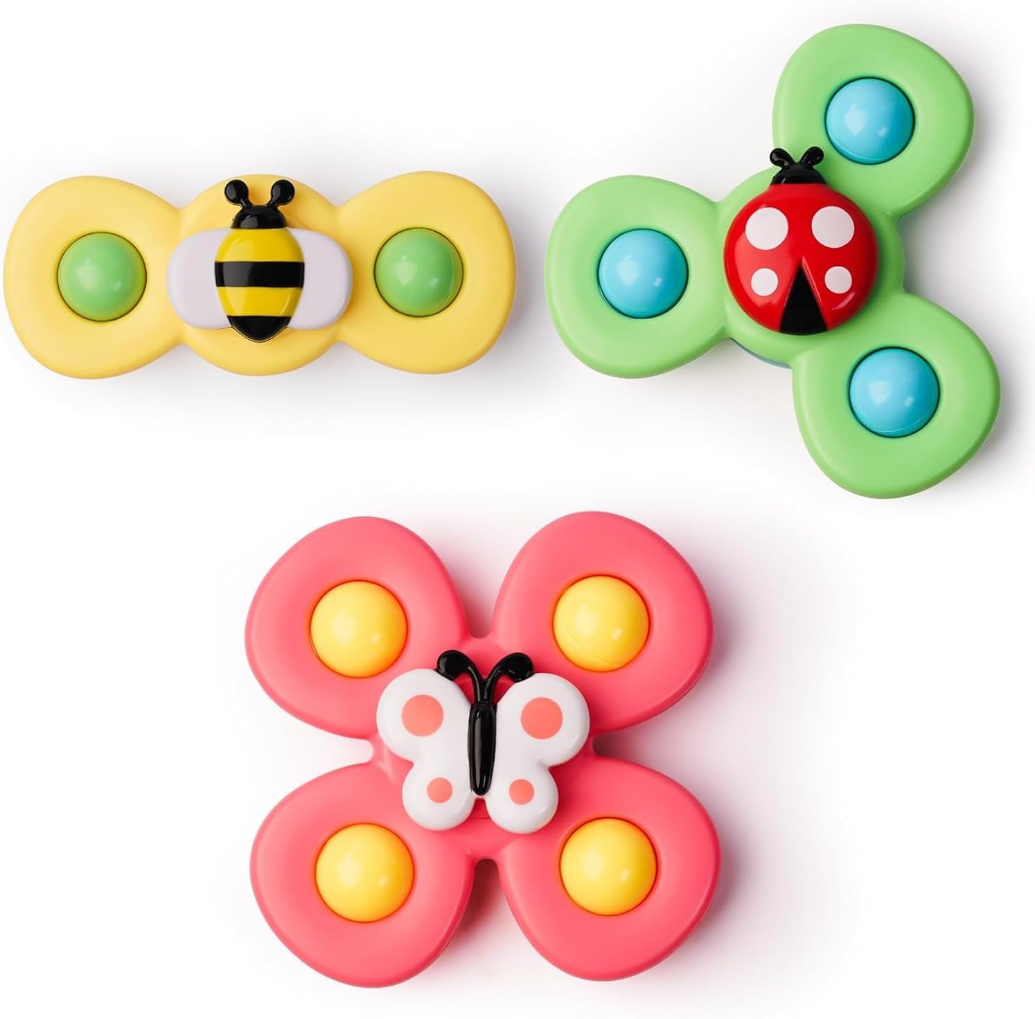 LiKee Strong Suction Cup Fidget Rotating Sensory Bath Toys for Baby 12 18 Months Airplane Car Travel Table & Window Toys for 1 2 Years Old Toddler Boys and Girls (Insect-1) - Image 2
