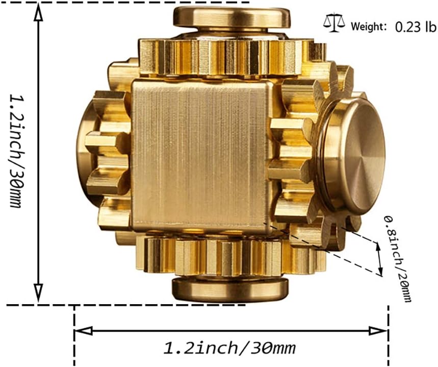 Pure Brass Cube Gears Linkage Anti-Anxiety Fidget Spinner Toy,Metal DIY EDC Meditation Break Bad Habits ADHD Finger Spinning Toy for Kid and Adults High Speed Precision Brass Material - Image 7