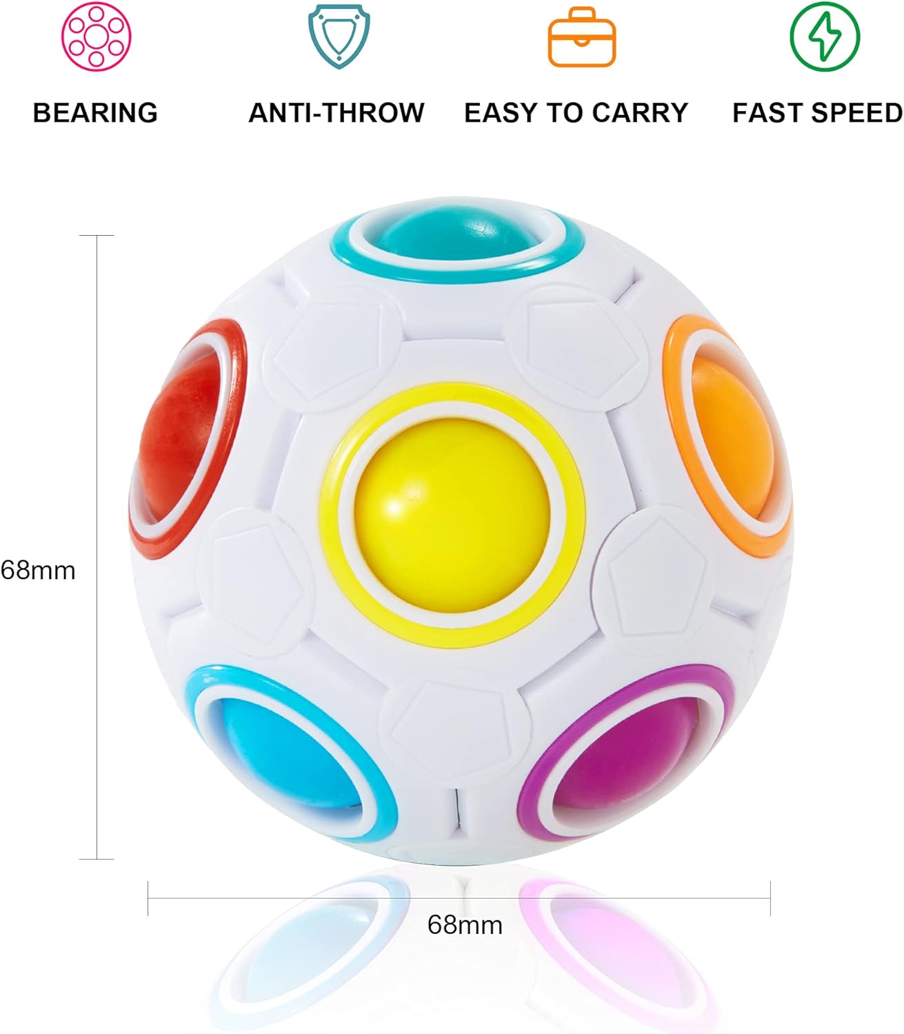 Vdealen Magic Rainbow Puzzle Ball, Fidget Ball Puzzle Brain Teaser Fidget Toy for Boys & Girls- Birthday Party Easter Valentines Christmas Stocking Stuffers for Kids Teen & Adults-2 Pack - Image 3
