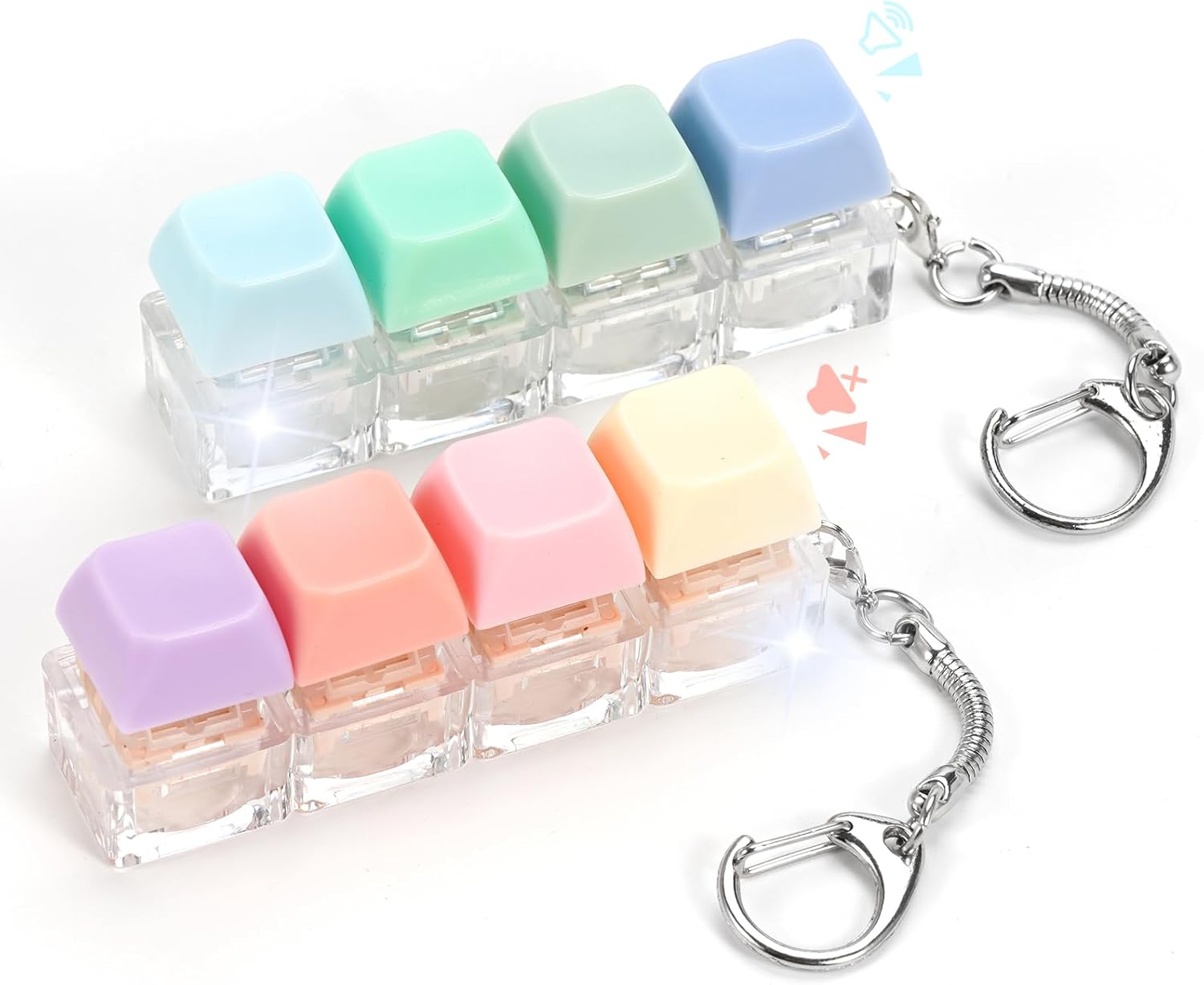 Keyboard Fidget Toy, 2 PCS Fidget Keyboard Silent Fidget Toys Clicker Fidget Keychain Fidgets for Adults Stress Relief Anxiety Sensory Fidget Toys Silent Loud Keyboard Fidget Clicker - Image 2