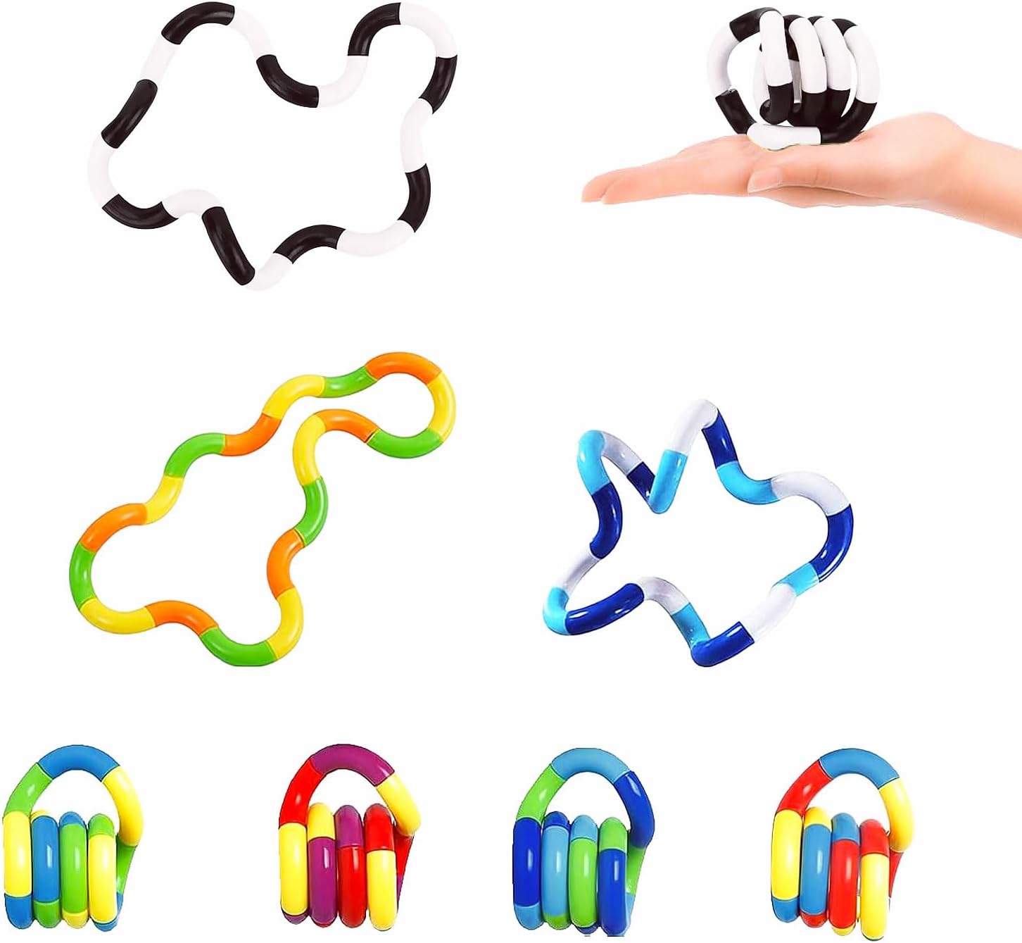7PCS Quiet Twisty Fidget Toys – Squeeze, Twist, and Spin – Multicolored Sensory Toys for Kids and Adults, Stress Relief Toys & Educational Tools for Classroom,Alternative Gifts - Image 2