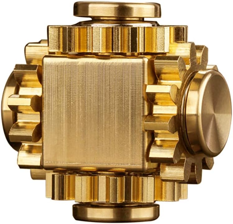 Pure Brass Cube Gears Linkage Anti-Anxiety Fidget Spinner Toy,Metal DIY EDC Meditation Break Bad Habits ADHD Finger Spinning Toy for Kid and Adults High Speed Precision Brass Material - Image 2