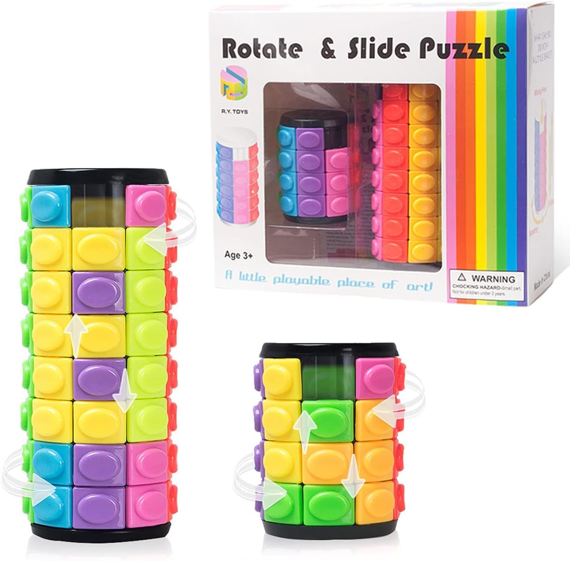 R.Y.TOYS Rotate and Slide Puzzle-Design Patent,Fidget Toys(Restore Order/Create Patterns) 8 Colors,4 and 8 Layers-Detach Piece for Quick Play,Brain Teaser,Sensory Toys Gifts,Easter Basket Stuffers - Image 2