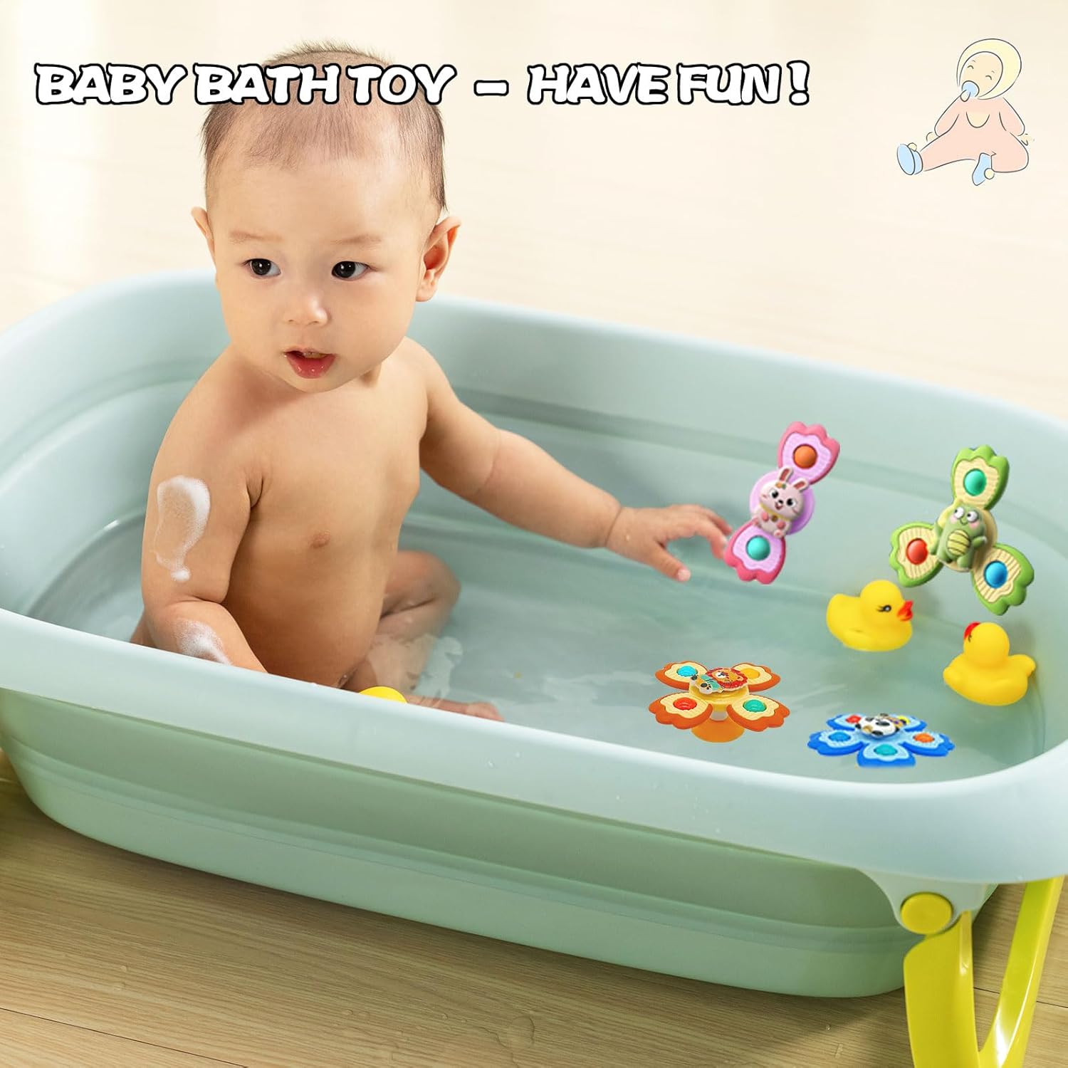 4 Pcs Pop Suction Cup Spinner Toys for 1 Year Old Baby|Baby Bath Toys|Sensory Toys for Toddlers 1-3|Spinning Toy for Boys and Girls|Airplane Car Travel Table & Window Toy Birthday Gifts for Infant - Image 4