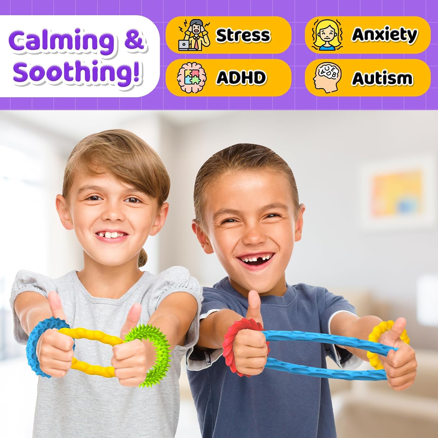 Sensory Fidget Toys for Kids Adults - 4 Pack Stretchy Fidget Bracelet | Texture & Calming Autism Sensory Toys for Special Needs Autistic Children | Calm Down Toy for Toddler Girls Boys - Image 6