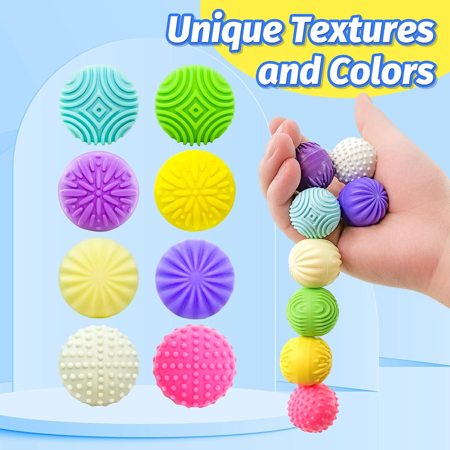 Fidget Magnet Ball Toy, 8 PCS Multi Color Texture Tactile Sensory Gift for Teens Adult ADHD Autism Anxiety, Silent Stress Relief Massage Roller Item Desk Toy for Home Office Calm Down with Case - Image 4
