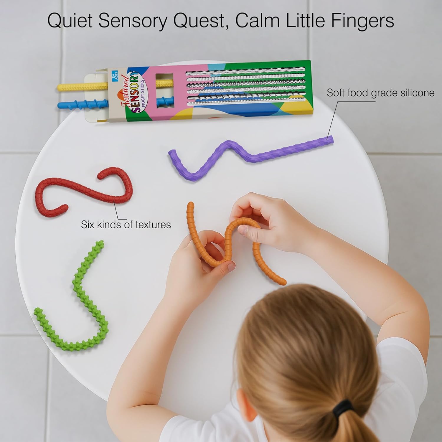 Flexible Sensory Fidget Sticks for Kids,6PCS Sensory Fidget Toys for Stress Anxiety Autistic ADHD,Calm Down Travel Airplane Essentials Toys,Stuffers Gifts for Teens Boys Girls - Image 4