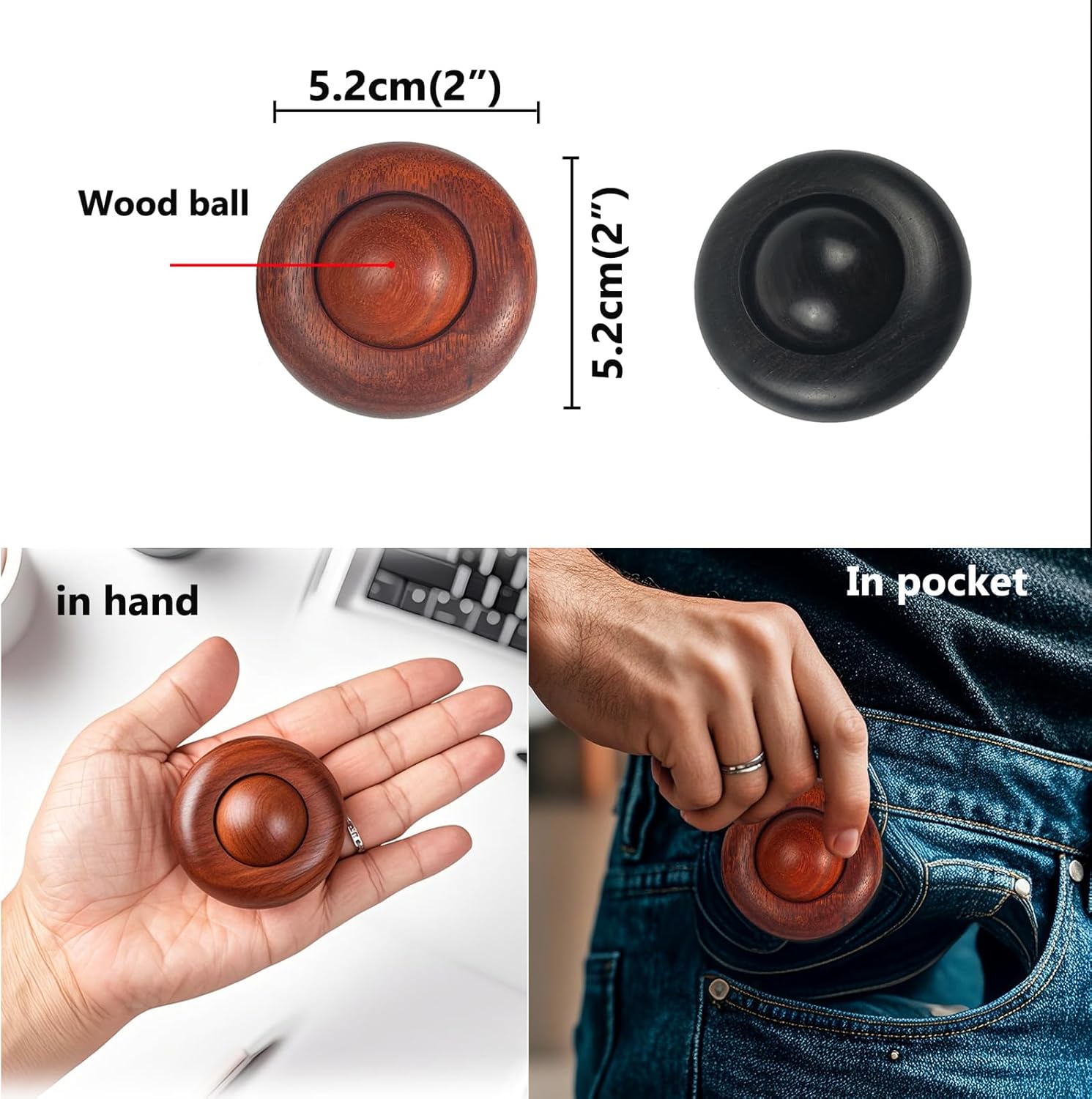 2pcs Silent Fidgets Toys for Adults ,Stress Relief Fidget Roller Wooden Quiet Fidget Toys for Men Women Office Anxiety Noiseless Sensory Toys - Image 6