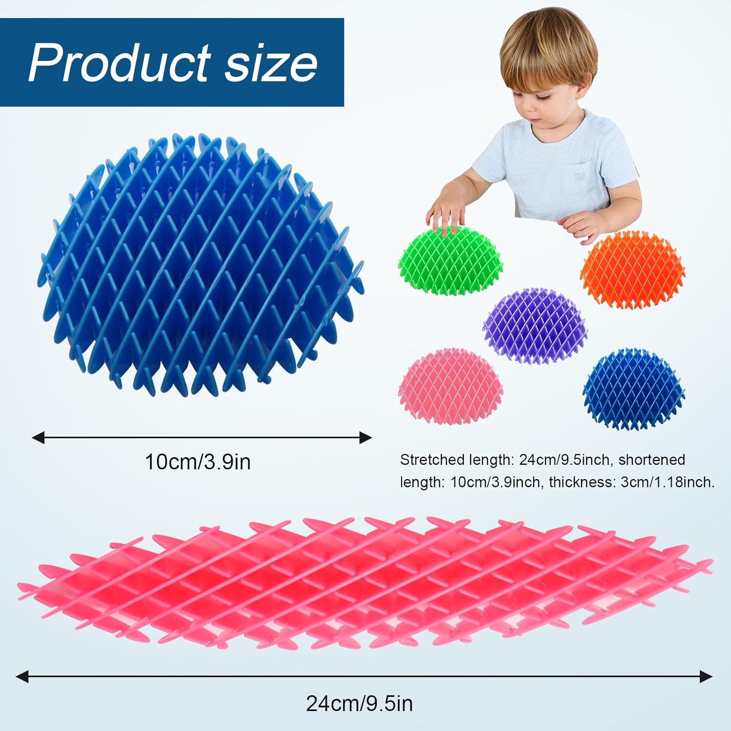 5 Pack Mini Fidget Worm Toys for Kids 8-12, Elastic Mesh Stress Relief Sensory Toy, 3D Bulk Fidgets for Adults Party Favors - Image 3