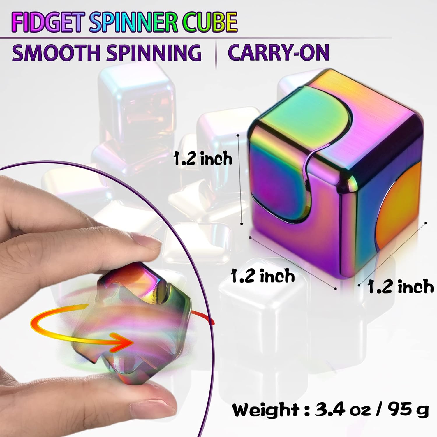 Fidget Spinner Toys Cube Adults, Easter Basket Stuffers for Teens Metal Cool Stuff Desk Gadgets Office Toys Small Anxiety Figette Sensory Toy ADHD Tool Fingears Figet Stress Valentine Gift for Boys - Image 3