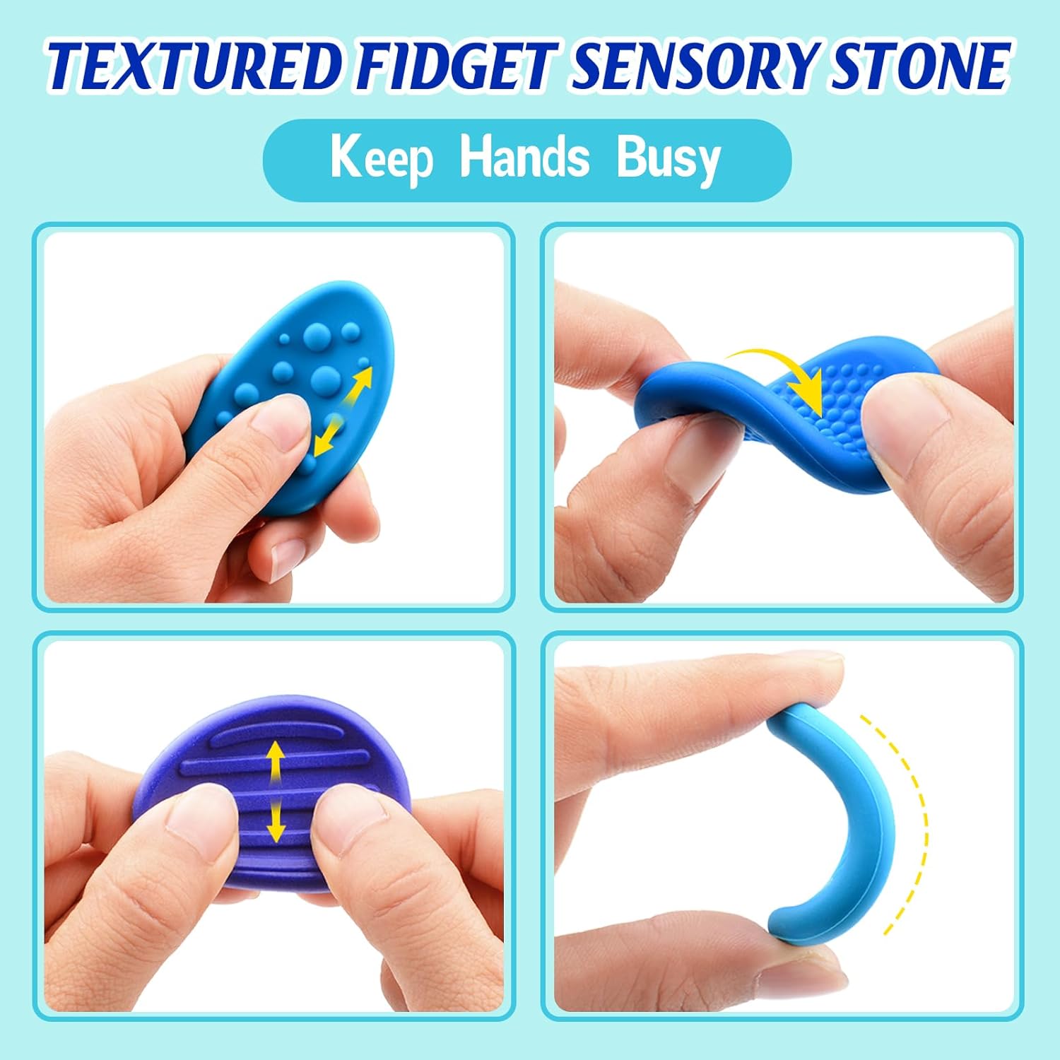 Fidget Toys Sensory Stones for Kids and Adults,6 PCS Texture Worry Stone for Anxiety Autism Teen Calm Down & ADHD Stress Relief,Quiet Fidgets for Classroom Small Prizes Gifts for Travel Toy - Image 3