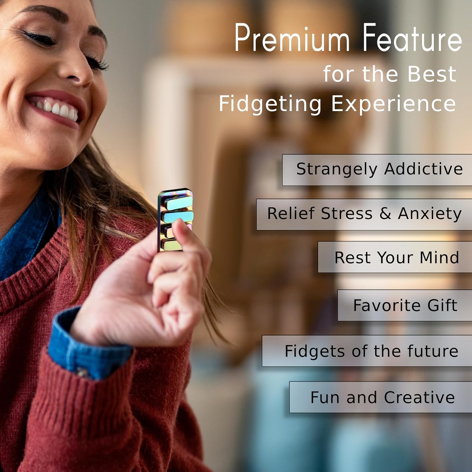 Fidget Toys for Adults, Metal Fidget Slider EDC Magnetic Haptic Fidget Clicker with 3 Noise Levels, Loud-Quieter-Quiet Adults Fidget Toy, Office Class Desk Magnetic Toys, Relief Stress and Anxiety - Image 8