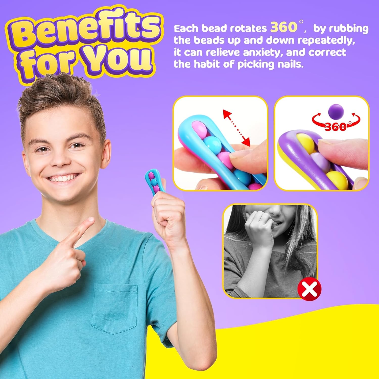 LESONG Fidget Sensory Toys for Kids: 6 Pack Colorful Finger Spinner Toys - Stress Relief ADHD Tools for Kids with Autism - Quiet Desk Fidgets for Anxiety Office Classroom - Image 3