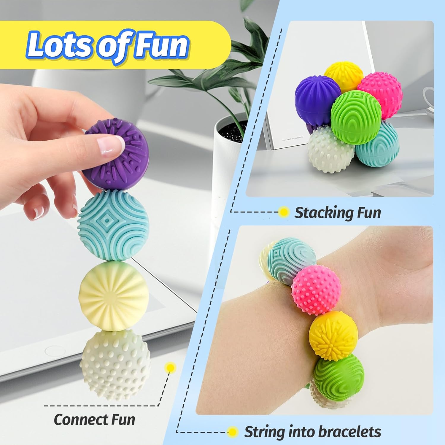 Fidget Magnet Ball Toy, 8 PCS Multi Color Texture Tactile Sensory Gift for Teens Adult ADHD Autism Anxiety, Silent Stress Relief Massage Roller Item Desk Toy for Home Office Calm Down with Case - Image 6