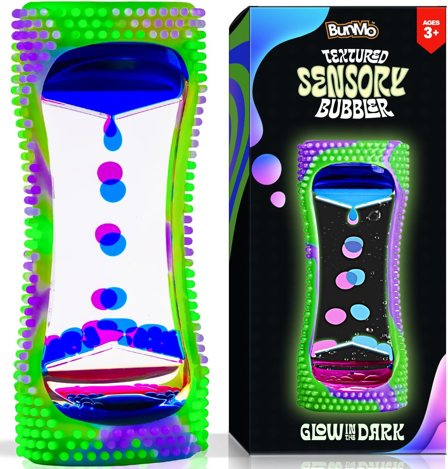 BUNMO Liquid Motion Bubbler Glow-in-The-Dark Sensory Toy for Kids & Adults – Calming Fidget Toy for Focus & Mindfulness, Fidget Relaxation Timer – Colorful Visual Bubble Timer for Desk & Travel - Image 2