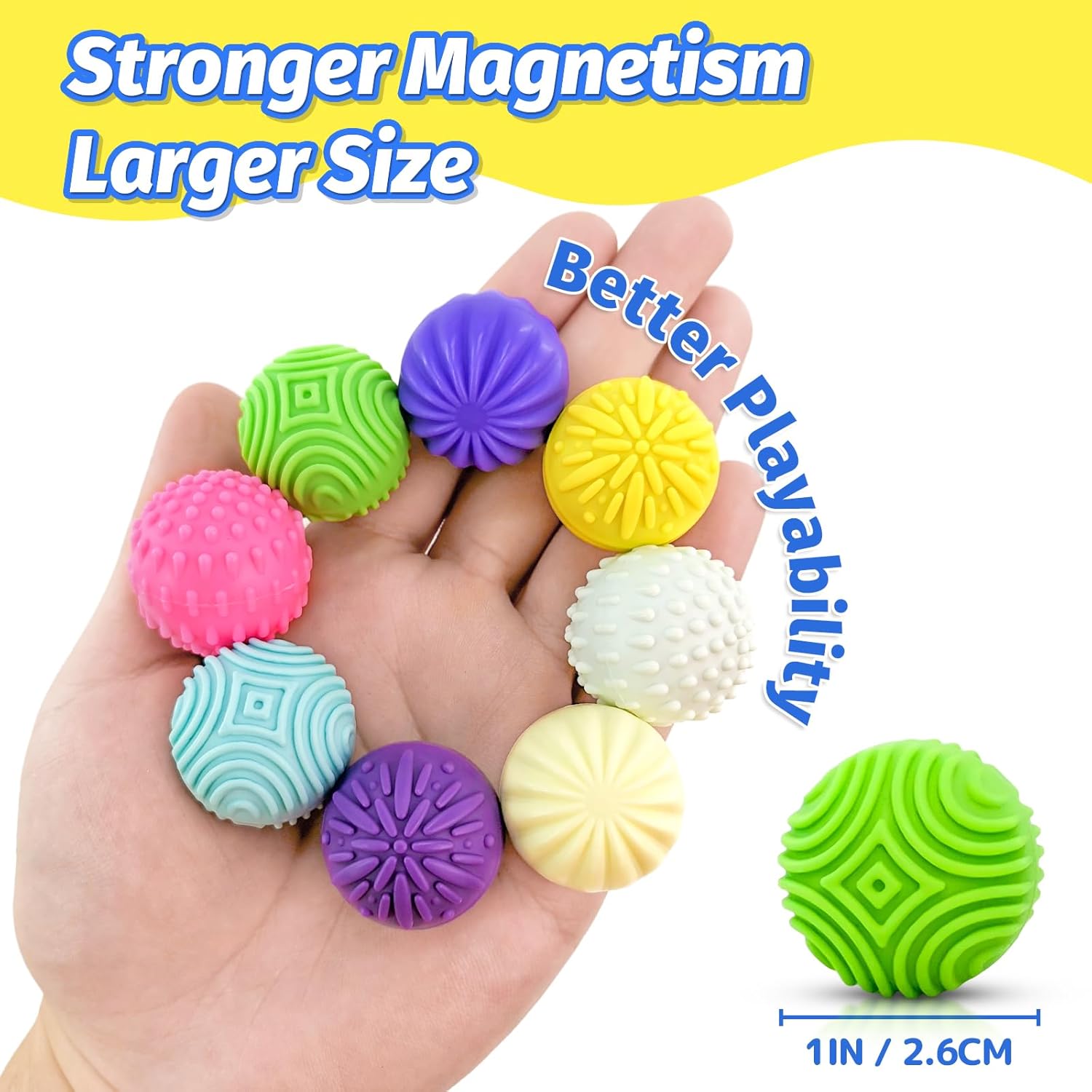 Fidget Magnet Ball Toy, 8 PCS Multi Color Texture Tactile Sensory Gift for Teens Adult ADHD Autism Anxiety, Silent Stress Relief Massage Roller Item Desk Toy for Home Office Calm Down with Case - Image 3