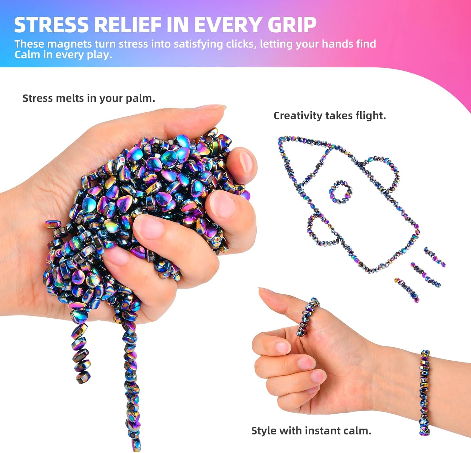 550pcs Fidget Toys for Adults & Teens,Weak Magnetic Balls Ferrite Putty Colorful,Stress Relief Sensory Toys for Autism ADHD Anxiety,Magnet Balls Desk Toys for Adults/Fidgets Toys Adults Gifts - Image 3