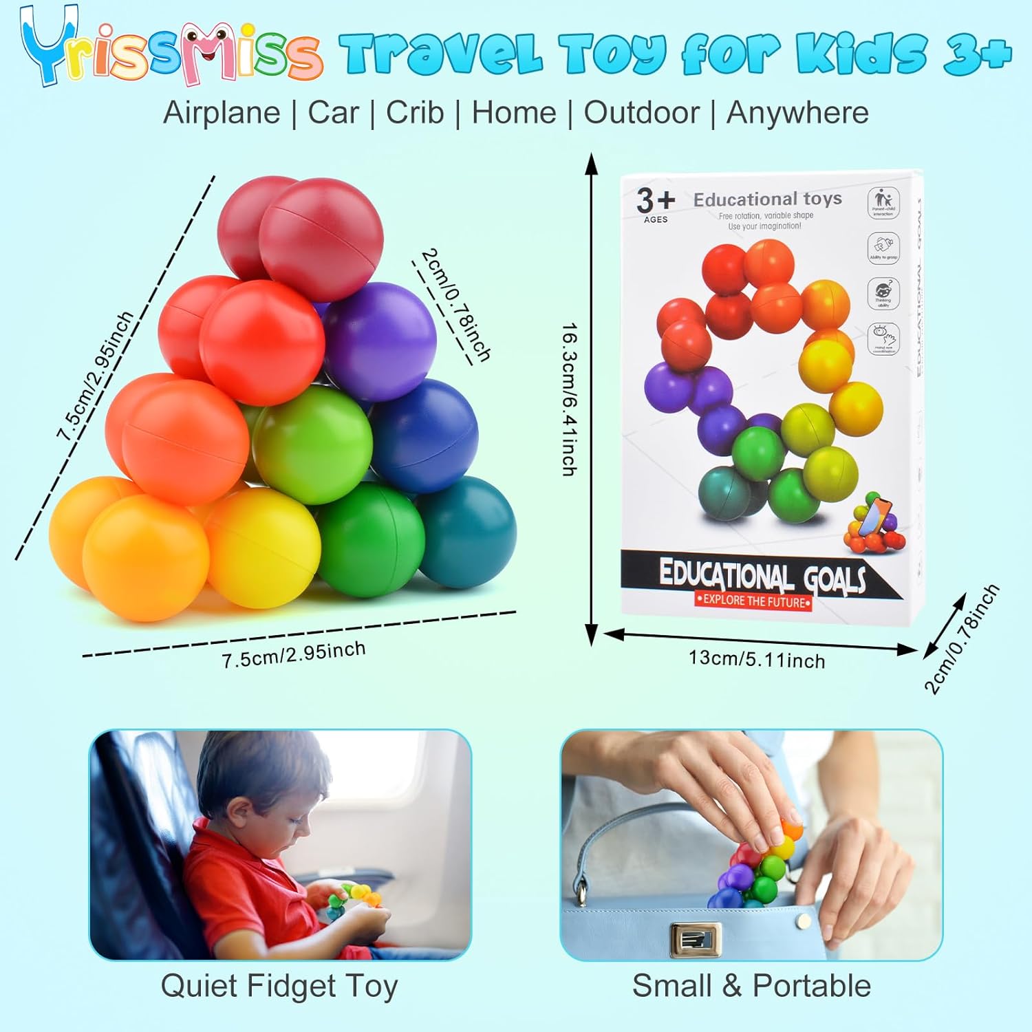 Autism Sensory Toys for Autistic Children, Fidget Toys for Adults Kids , Autism Toys for Toddlers 3-4,Christmas Stocking Stuffers Present,Airplane Car Travel Toys for Kids Ages 3-5 - Image 3