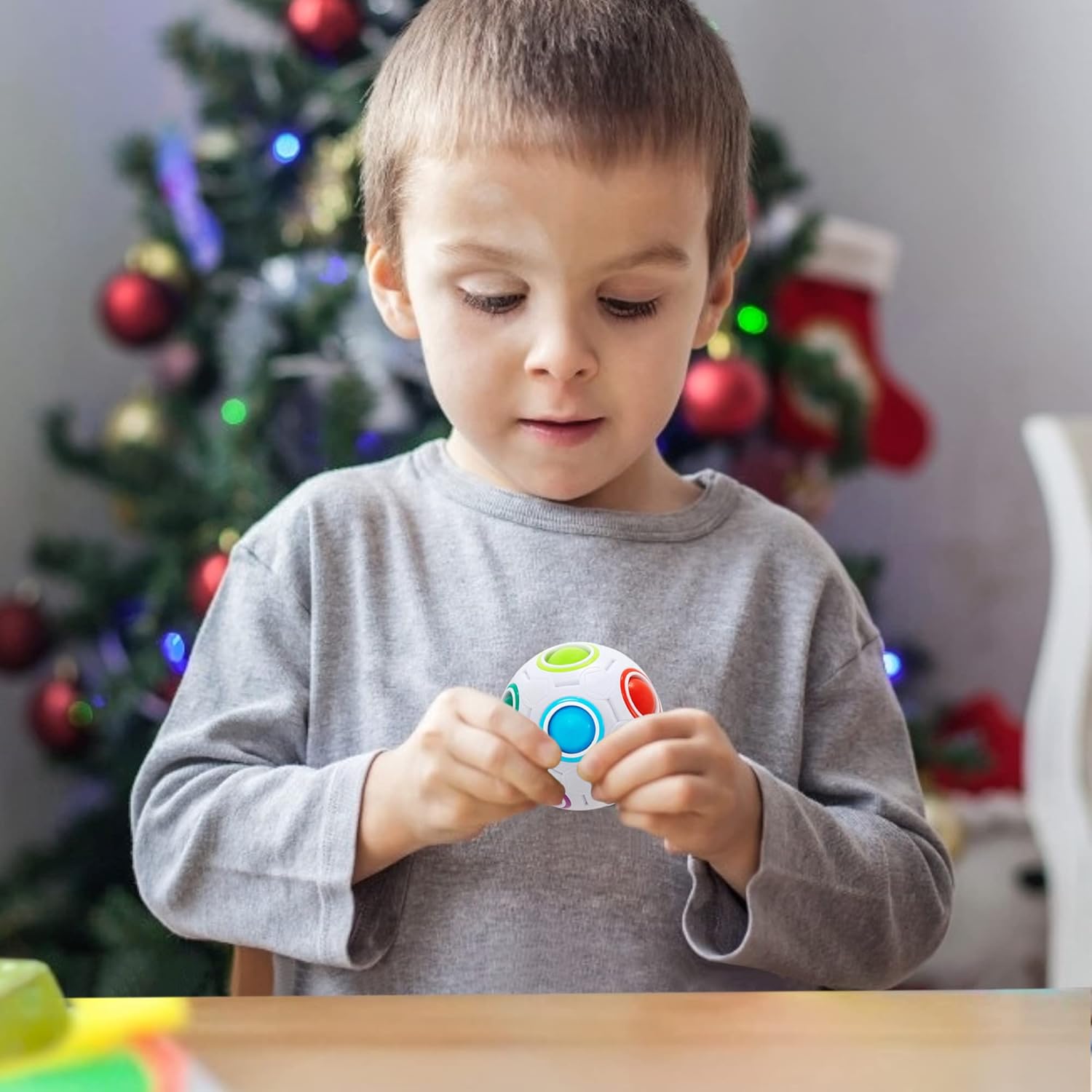 Vdealen Magic Rainbow Puzzle Ball, Fidget Ball Puzzle Brain Teaser Fidget Toy for Boys & Girls- Birthday Party Easter Valentines Christmas Stocking Stuffers for Kids Teen & Adults-2 Pack - Image 6