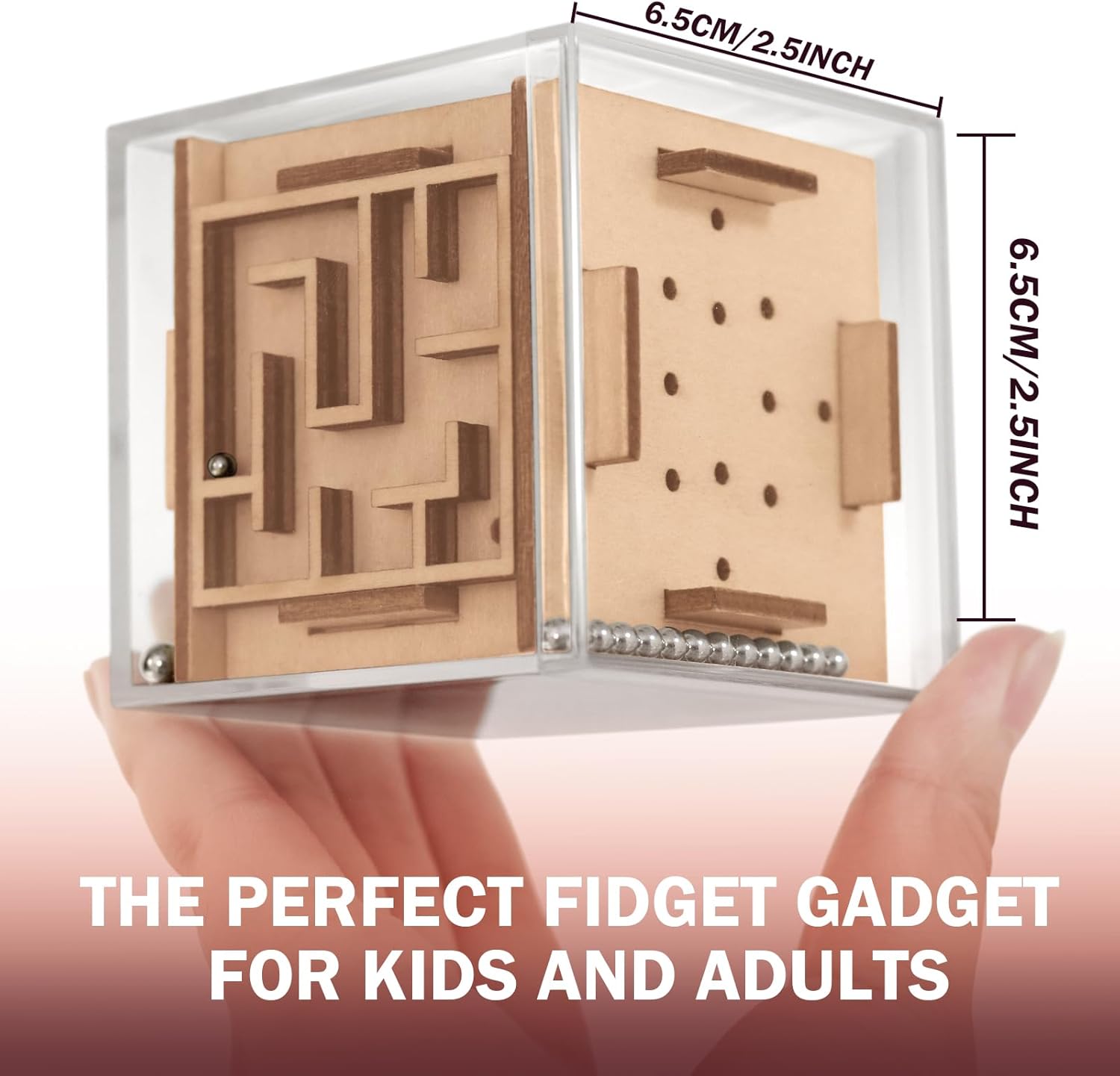 Fidget Puzzle Cube for Kids and Adults - 6-Sided Wooden Puzzle Game Fidget Toy for Anxiety Relief - Handheld Maze Cube for Travel - 3D Brain Teaser Magic Cube for ADHD Autism Kids & Teenage - Image 3