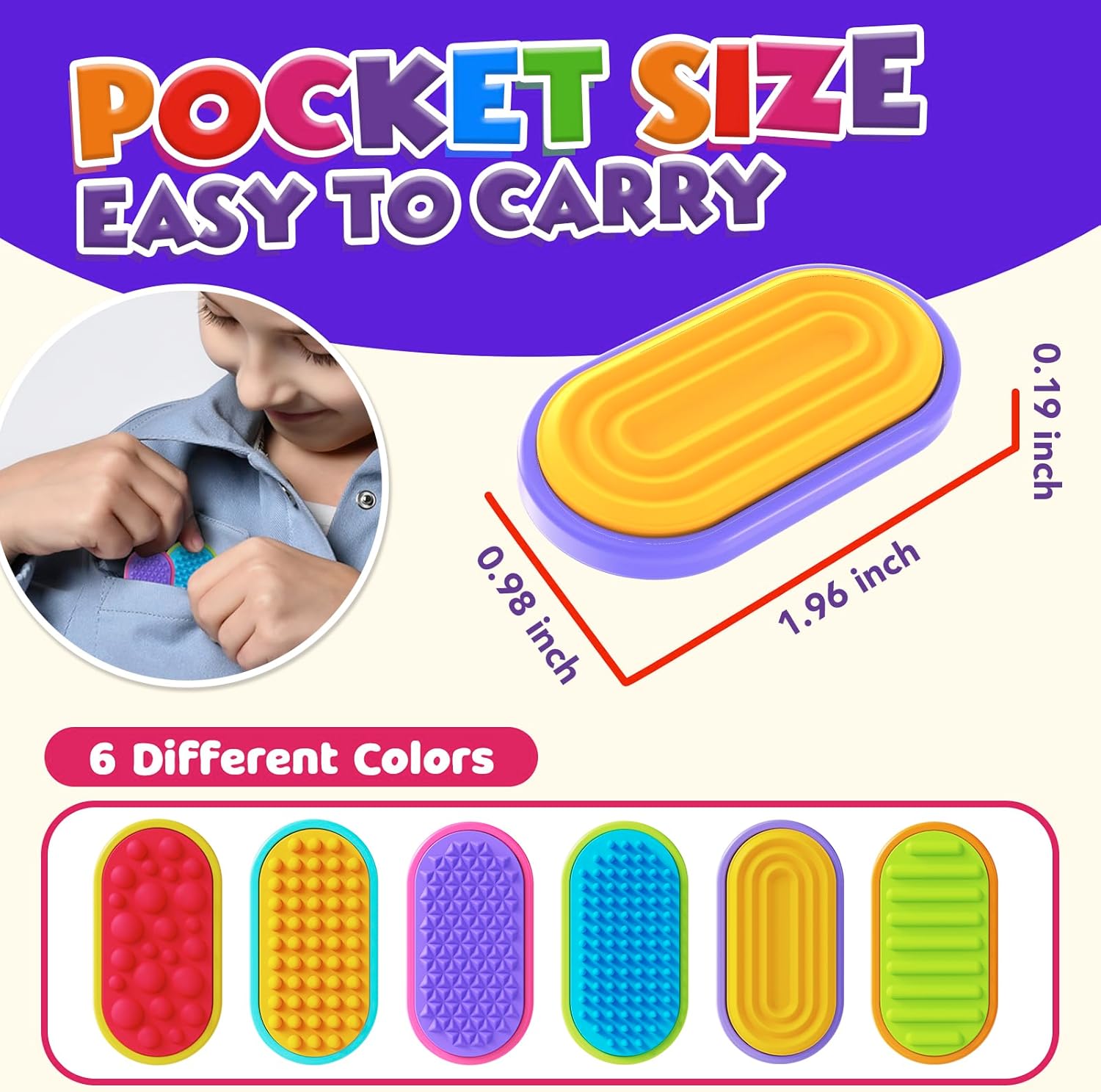 Sensory Fidget Magnet Toys for Kids: Textured Silicone Magnetic Sliders Stress Fidgets for Autism Calming, Anxiety Relief Fun Small Fidget Toys for Adults Office Desk / Travel Classroom Must Haves - Image 6