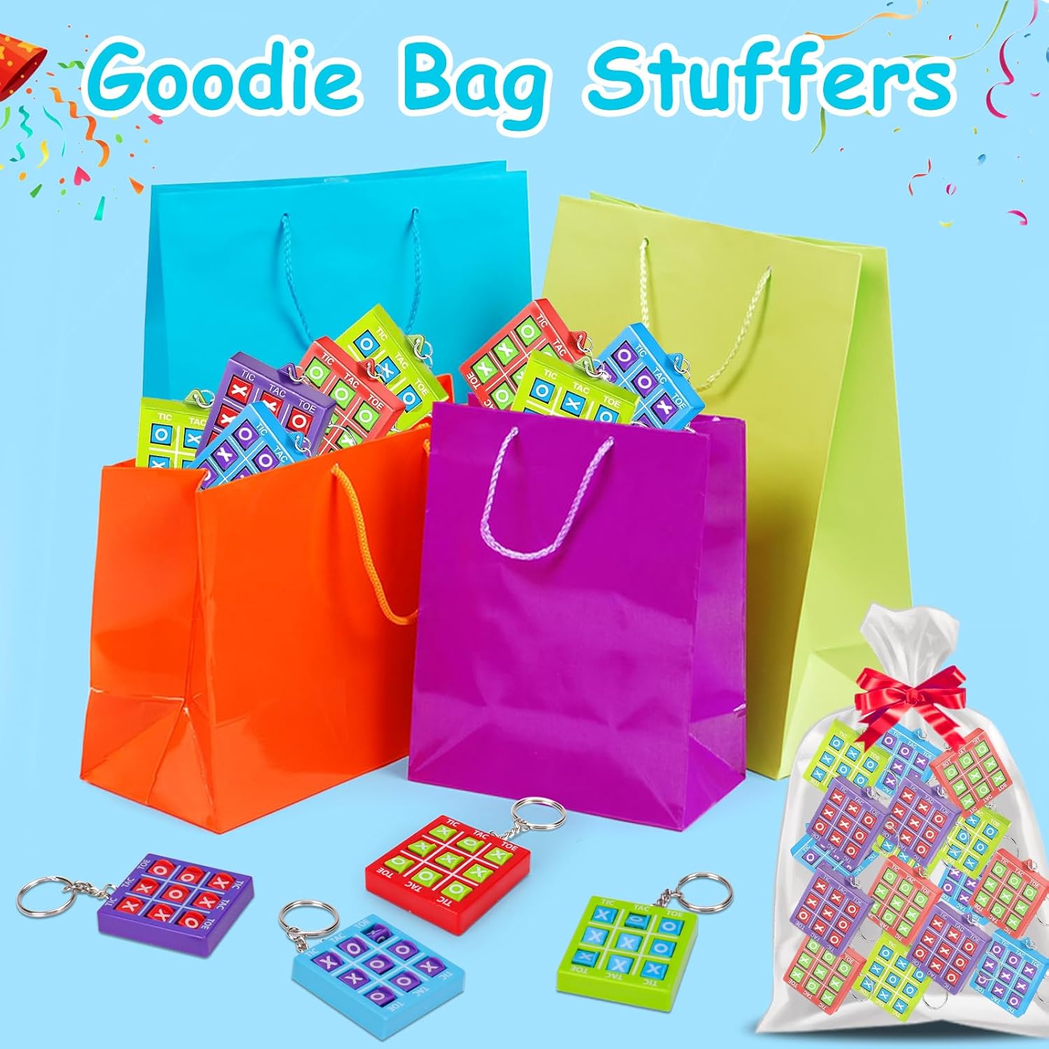 16 PCS Tic Tac Toe Game Keychains Party Favors Goodie Bags Stuffers for Kids 8-12 4-8, Treasure Chest Box Toys for Classroom Prizes, Halloween party Supplies Birthday Return Gift Pinata Filler Bulk - Image 3
