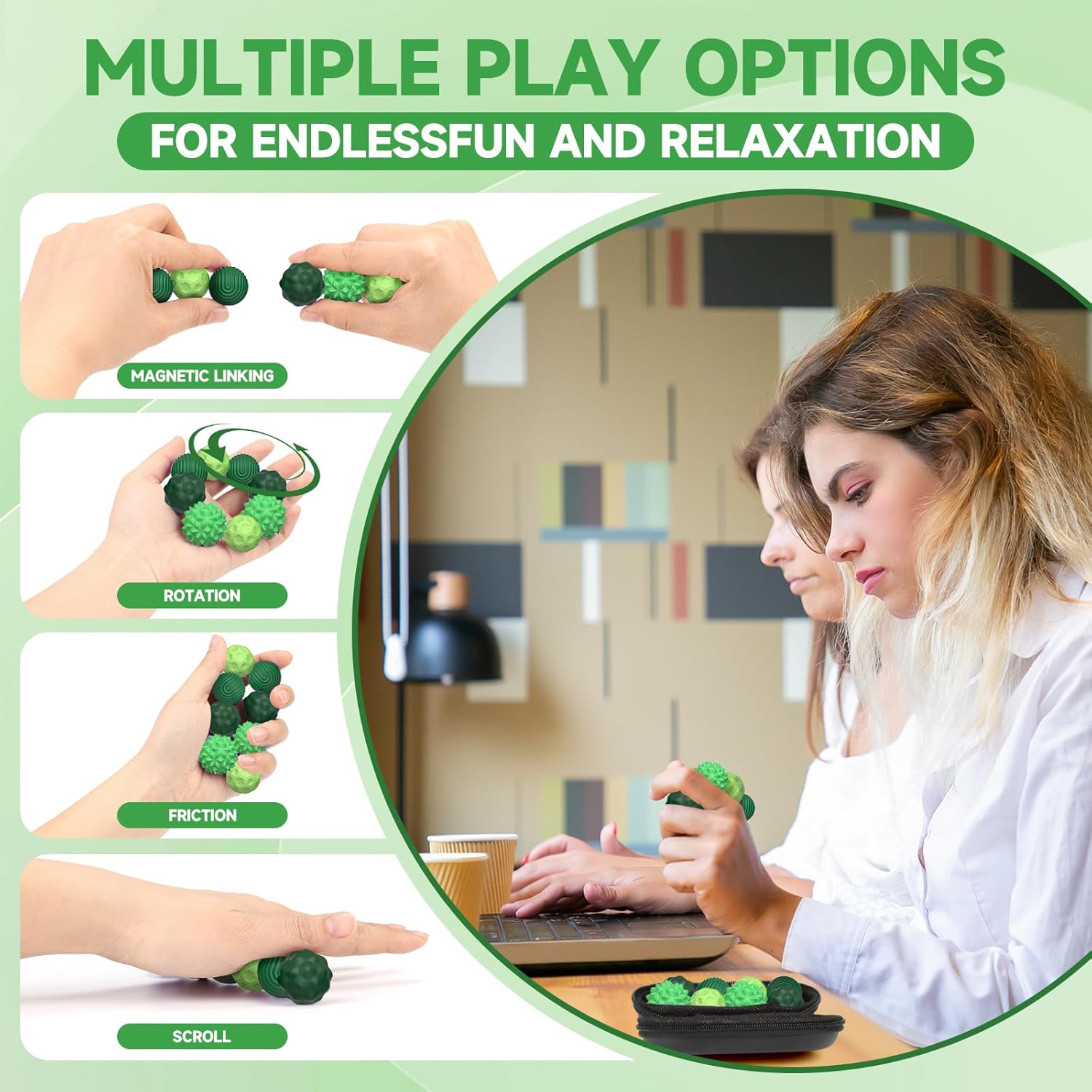 Magnetic Balls Fidget Toy Adults - 8pcs Sensory Attraction Stress Balls with Silicone Shell for Adults to Calm Restless Hands Anxious Mind, Office Desk Stress Magnetic Fidget Balls for Anxiety Relief - Image 7