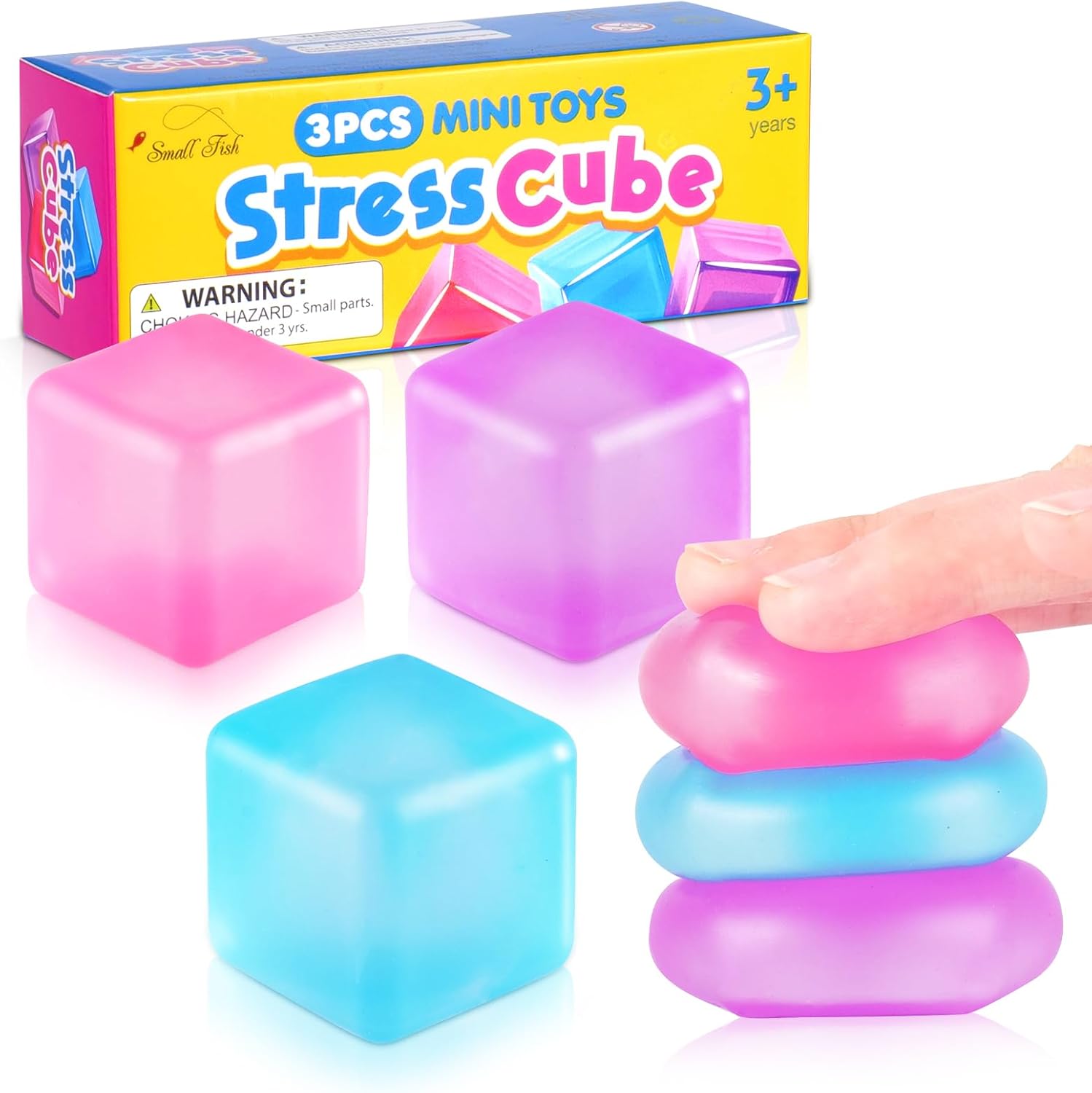 Small Fish Sensory Fidget Toys for Kids: Stress Cube for Autism/ADHD - Mini Slow-Rising Squeeze Ball - Calming Toys for Classroom, Travel & Occupational Therapy - Birthday Gifts for Boys & Girls - Image 2