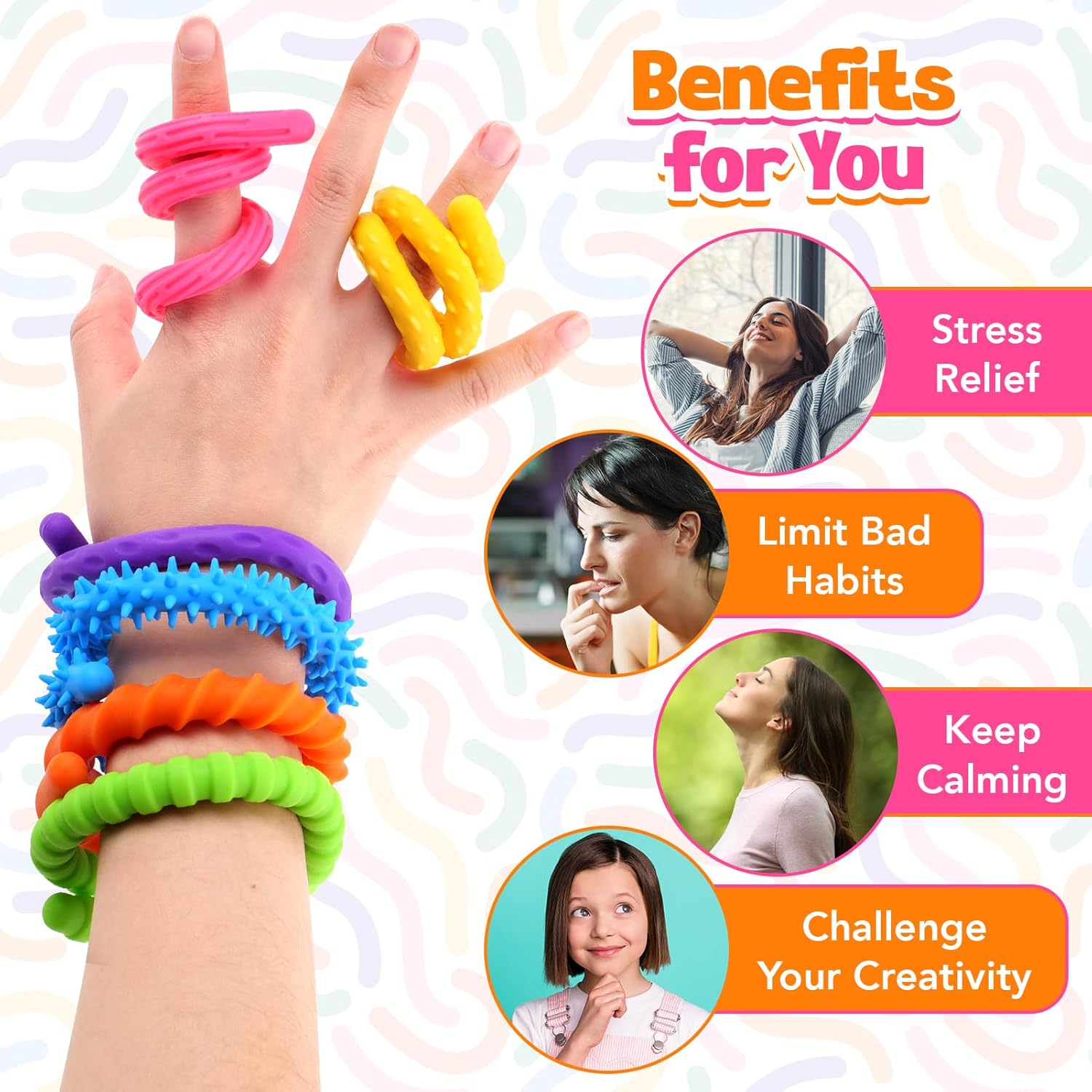 Fidget Toys Sensory Stick: Textured Calming Sensory Toys for Autism Kids, Teacher Classroom Must Haves, Anxiety Relief Fidgets for Classroom Student, Travel Activities Essential 6 Pack - Image 4