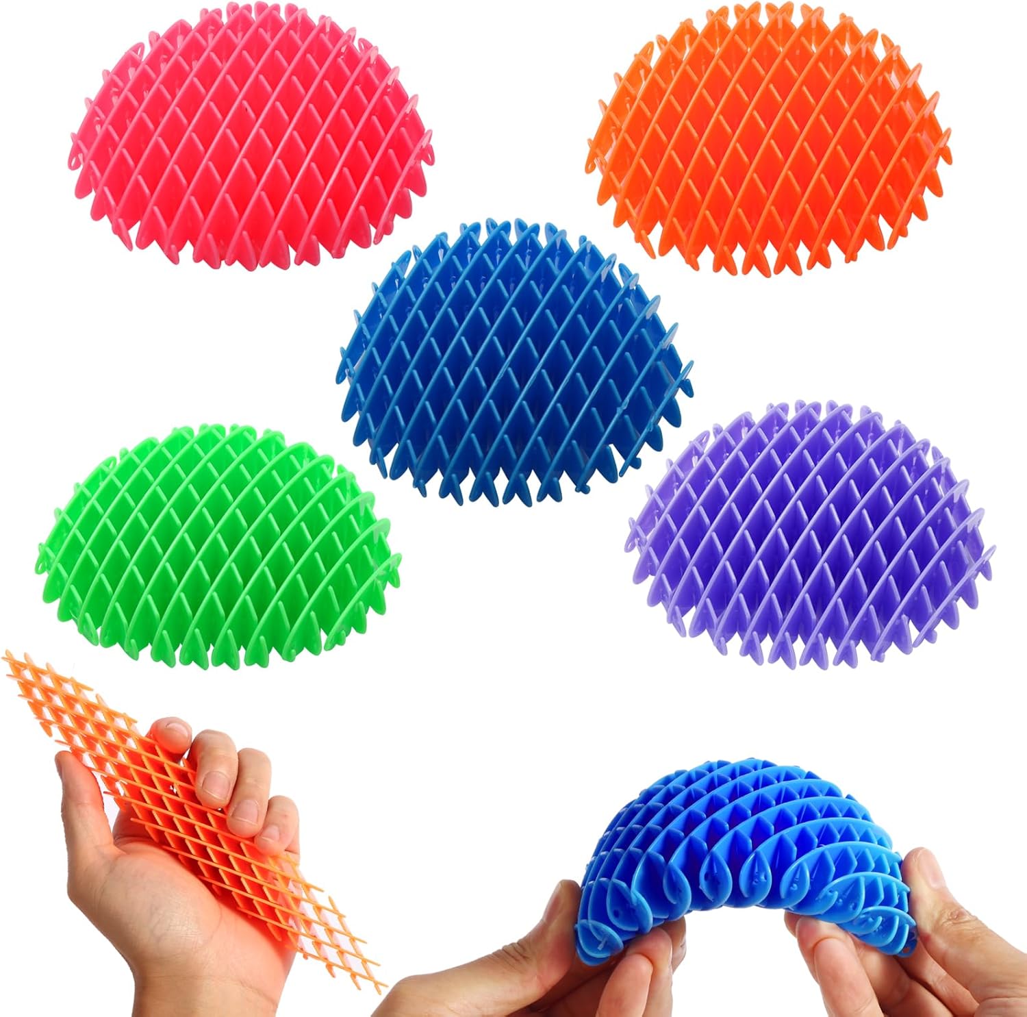 5 Pack Mini Fidget Worm Toys for Kids 8-12, Elastic Mesh Stress Relief Sensory Toy, 3D Bulk Fidgets for Adults Party Favors - Image 2