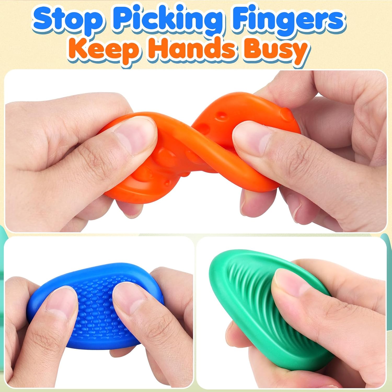 Fidget Toys Sensory Stone for Kids: 6 Pack Textured Soft Worry Stone for Autism Kids Calming - Fidget Stress Toys for Students Anxiety Relief - Small Prizes Fidget Toys - Image 4