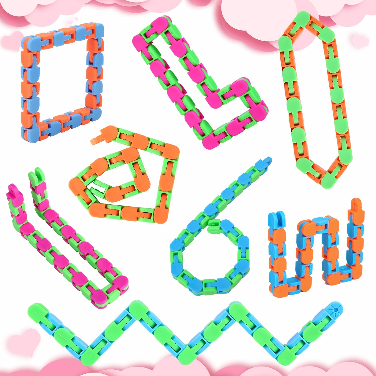 8Pcs Fidgets Wacky Tracks Fidget Toys for Kids Classroom Students Gifts School Prizes Stocking Stuffers Sensory Autism Snap Fidget Click Snake Toys for Adults Travel Stress Relief ADHD - Image 10