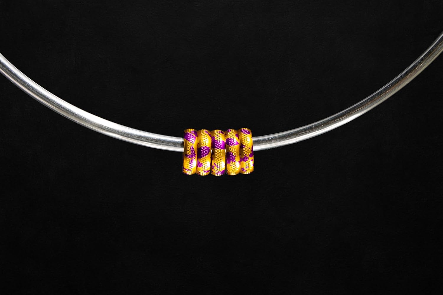 Classic Wonder Ring with Aluminum Beads - Fidget Skill Toy - Vibration and Soothing Sound (Gold/Purple Splash) - Image 3