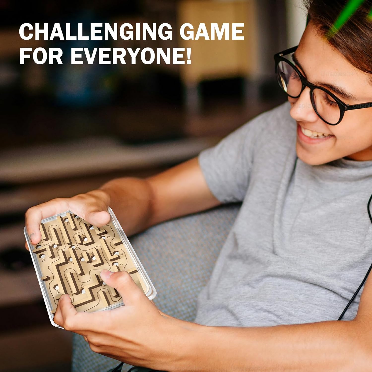 Handheld Fidget Puzzle Game for Kids and Adults - Challenging Wooden Labyrinth Marble Maze for Teen Boys - Fun Brain Teaser Puzzle Fidget Toys for Travel Stocking Stuffer Party Favor for Kids Ages 8+ - Image 6