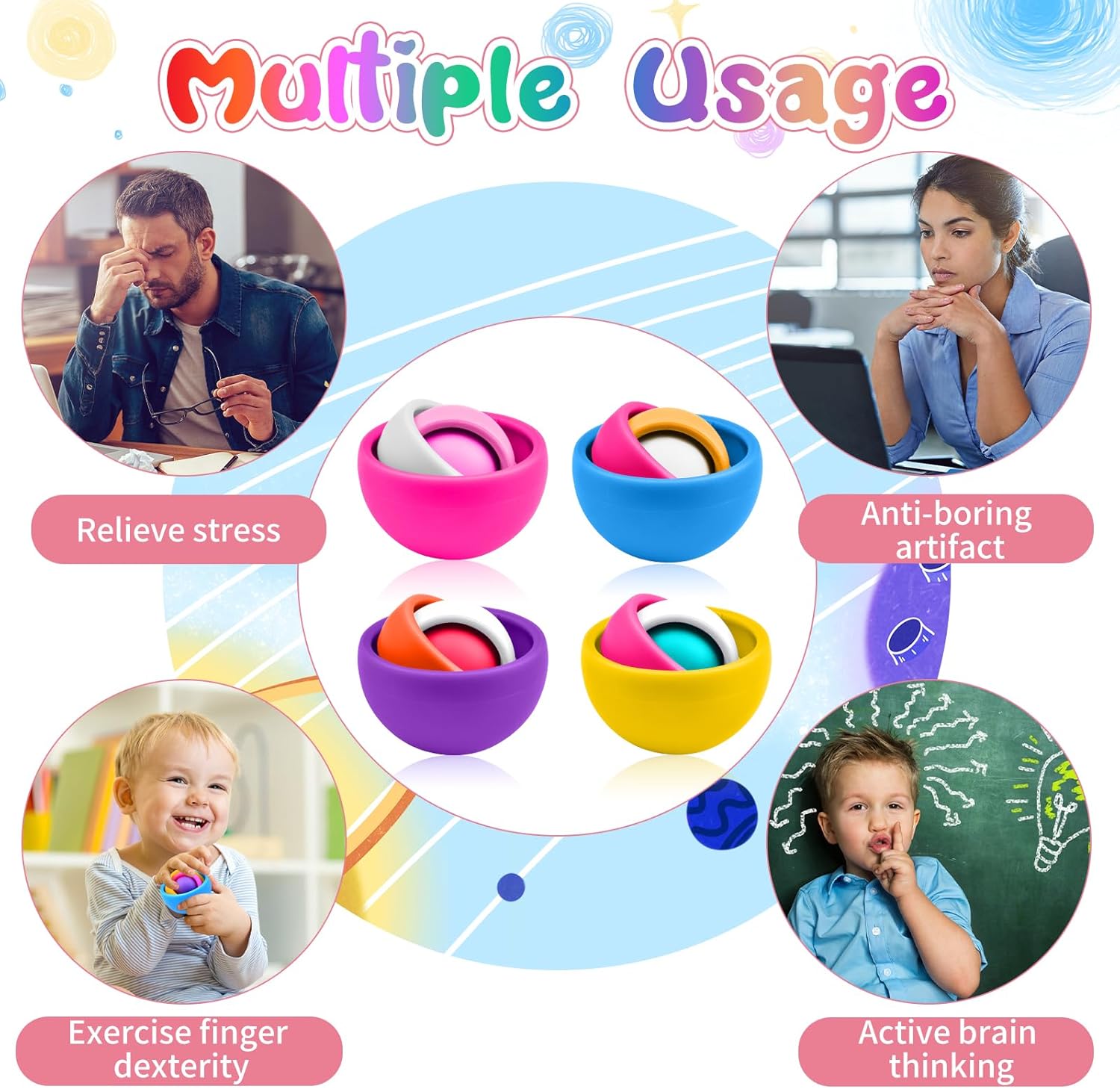Fidget Toys Kids Pack, Fidget Spinner Set, Sensory Toys Boys Girls Teens, Eaeter Basket Stuffers Party Favors, ADHD Autism Stress Relief Finger Tools, Gift for Kids Adults Birthday - Image 5