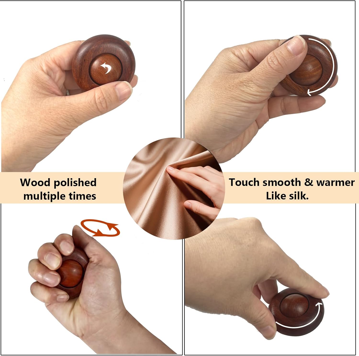 2pcs Silent Fidgets Toys for Adults ,Stress Relief Fidget Roller Wooden Quiet Fidget Toys for Men Women Office Anxiety Noiseless Sensory Toys - Image 3