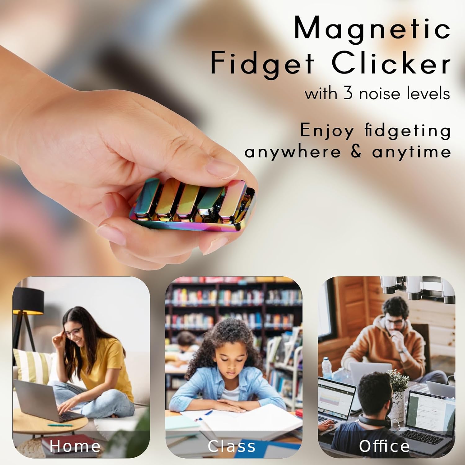 Fidget Toys for Adults, Metal Fidget Slider EDC Magnetic Haptic Fidget Clicker with 3 Noise Levels, Loud-Quieter-Quiet Adults Fidget Toy, Office Class Desk Magnetic Toys, Relief Stress and Anxiety - Image 4